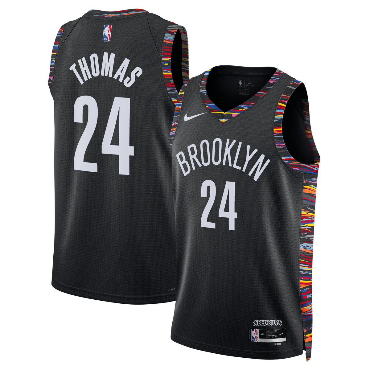 Brooklyn Nets 2025/26 City Edition Swingman Basketball Jersey- Black- Cam Thomas- Unisex basketball fan jersey