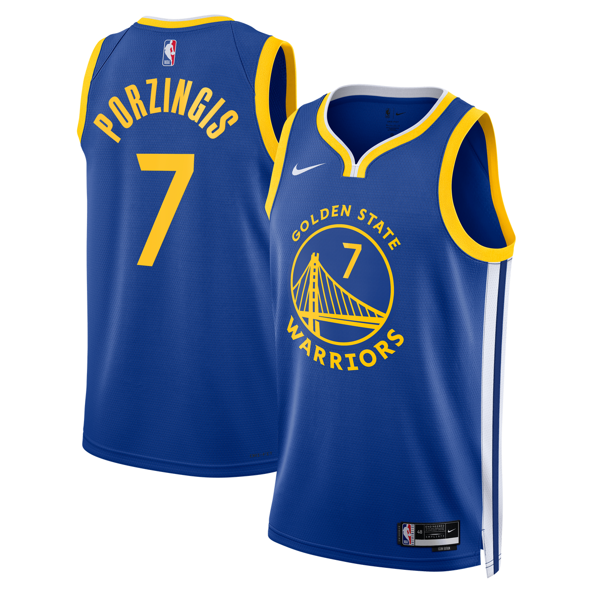 Golden State Warriors Icon Edition Swingman Basketball Jersey- Royal- Kristaps Porziņģis- Unisex basketball fan jersey