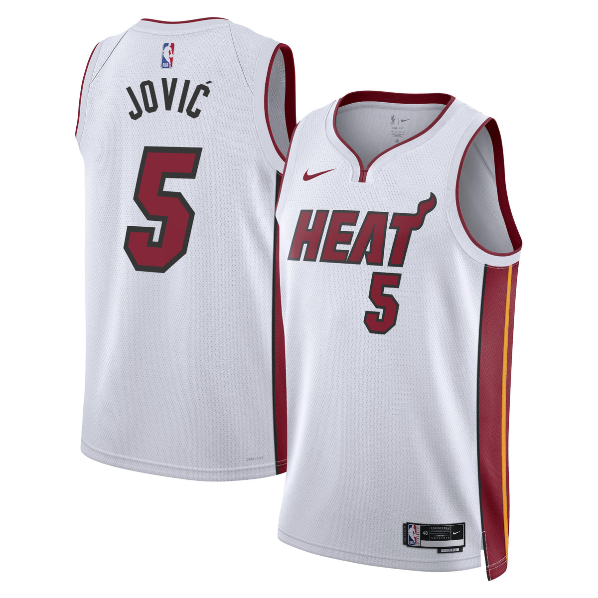 Miami Heat Association Edition Swingman Basketball Jersey- White- Nikola Jović- Unisex basketball fan jersey
