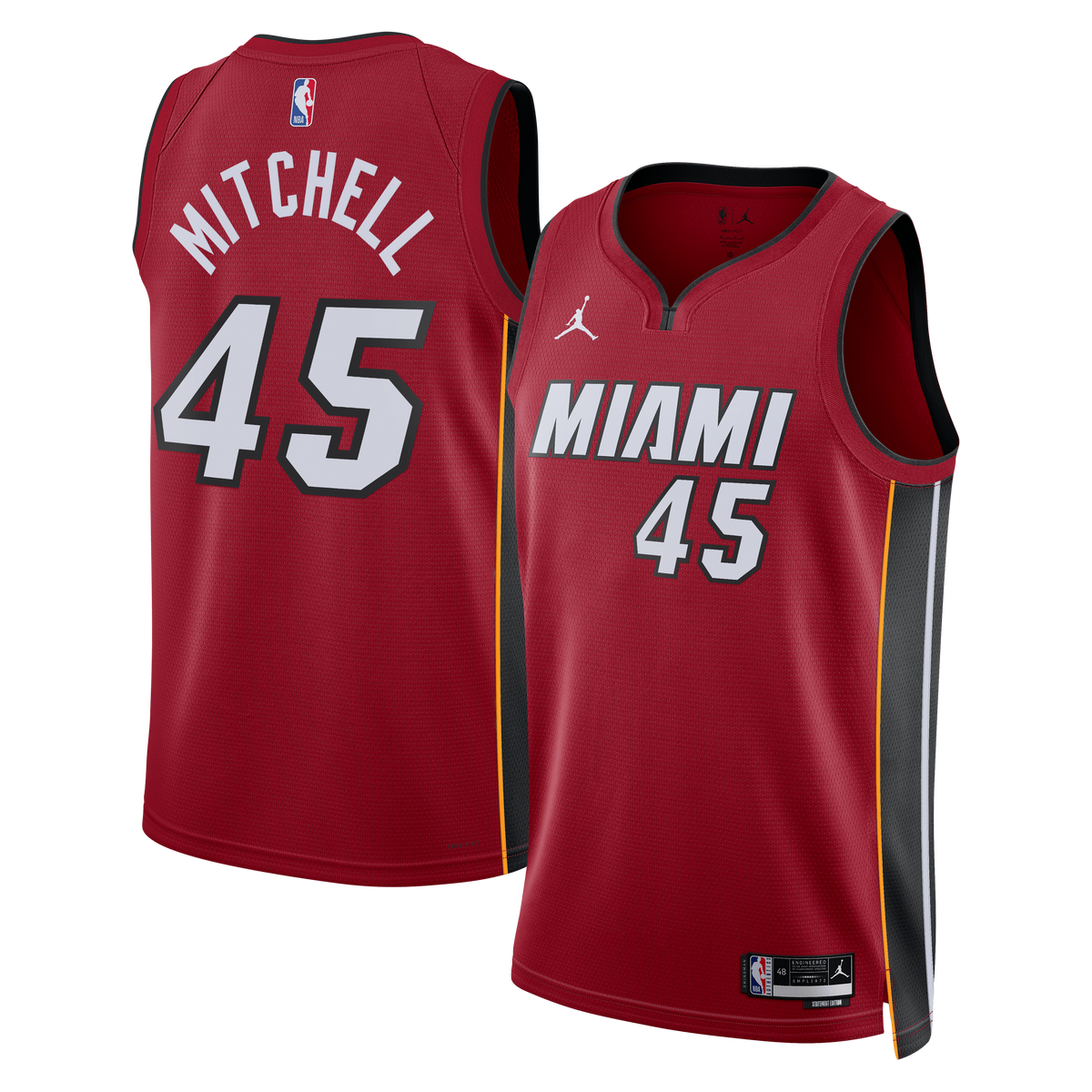 Miami Heat Brand Statement Edition Swingman Basketball Jersey- Red- Davion Mitchell- Unisex basketball fan jersey