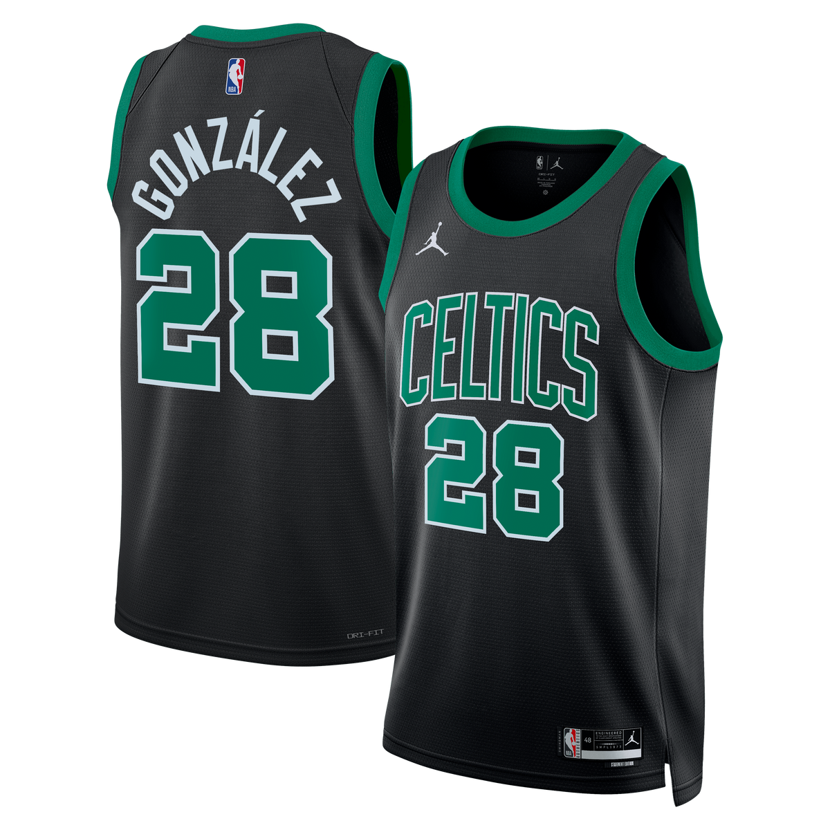 Boston Celtics Brand Statement Edition Swingman Basketball Jersey- Black- Hugo González- Unisex basketball fan jersey
