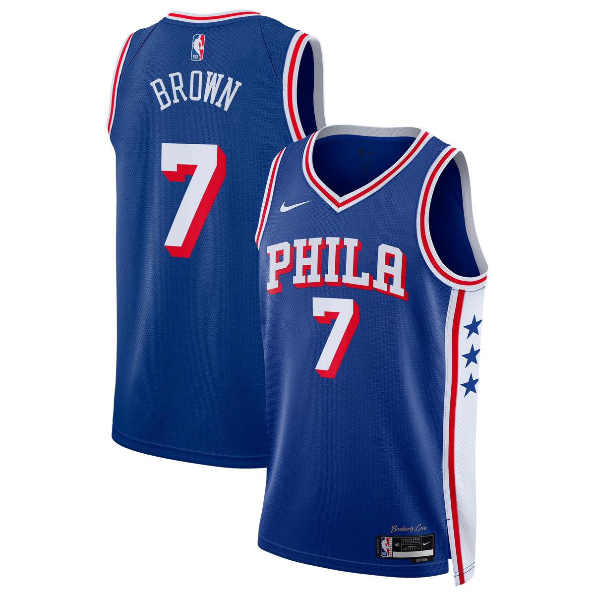Philadelphia 76ers Icon Edition Swingman Basketball Jersey- Royal- Jaylen Brown- Youth basketball fan jersey