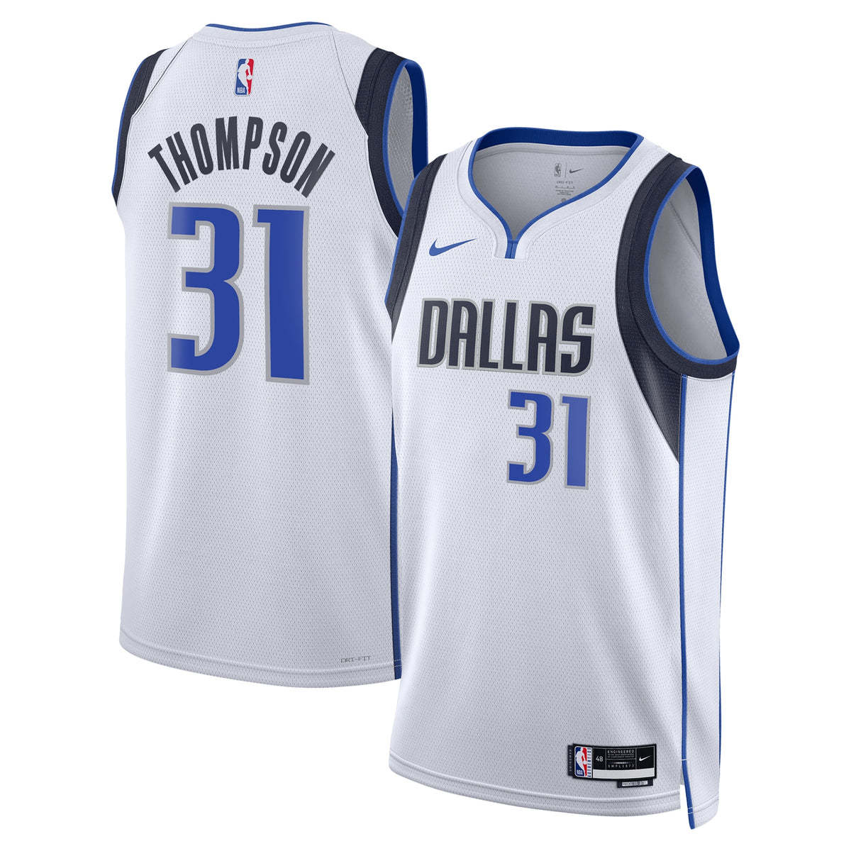 Dallas Mavericks Association Edition Swingman Basketball Jersey- White- Klay Thompson- Unisex basketball fan jersey