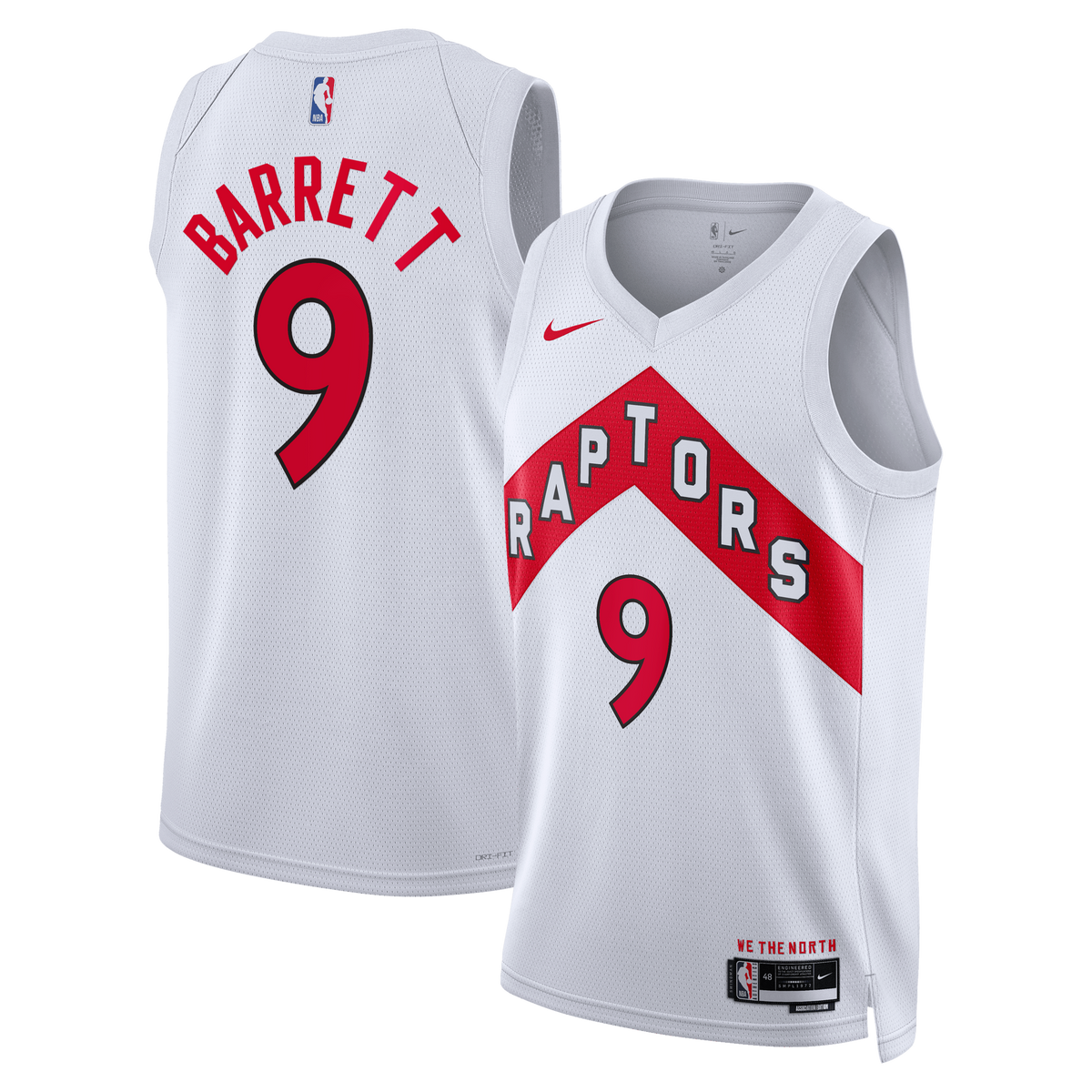 Toronto Raptors Association Edition Swingman Basketball Jersey- White- RJ Barrett- Unisex basketball fan jersey