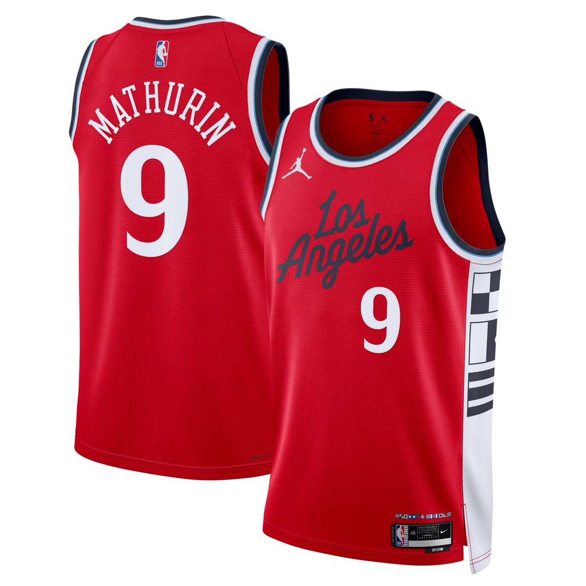 LA Clippers Brand Statement Edition Swingman Basketball Jersey- Red- Bennedict Mathurin basketball fan jersey