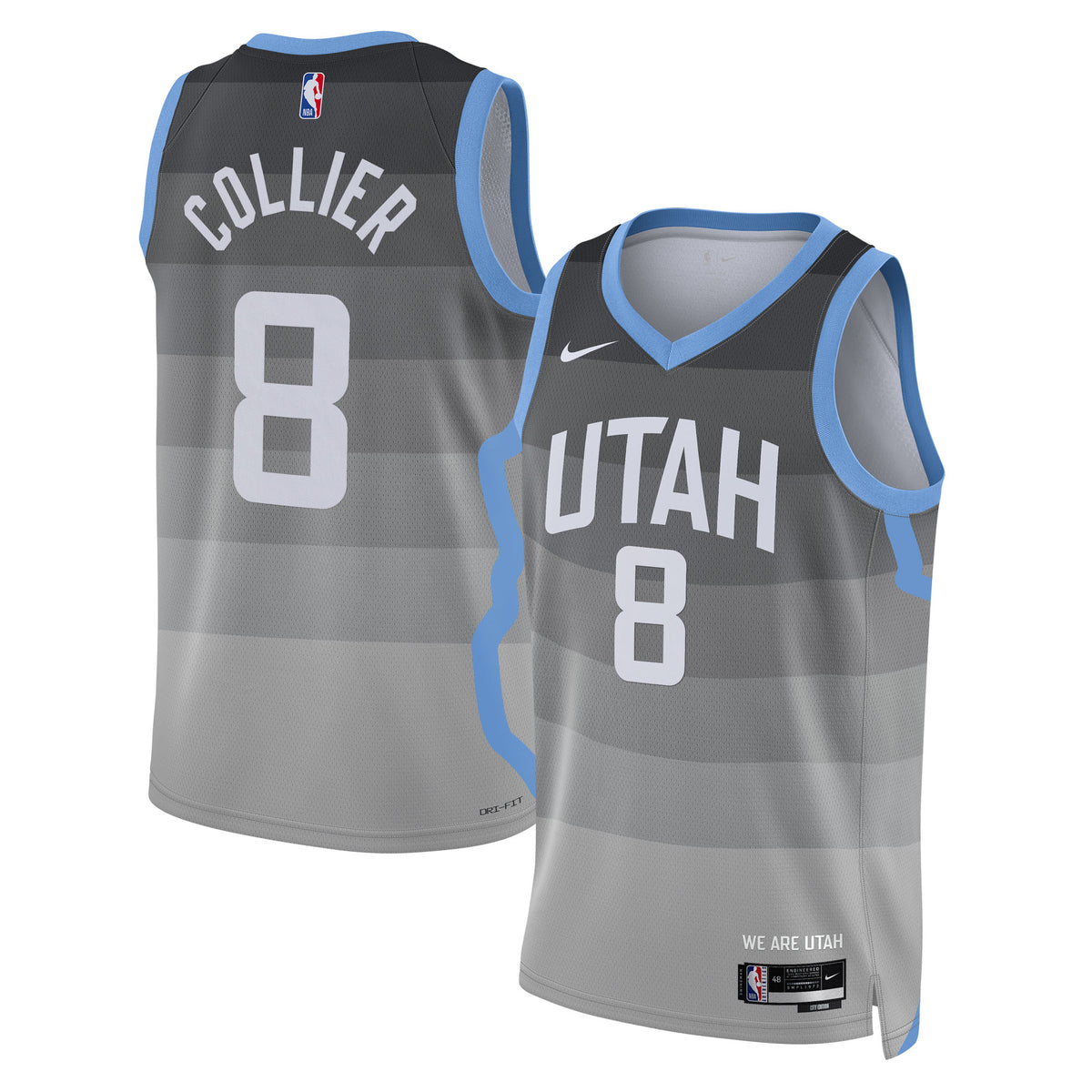 Utah Jazz 2025/26 City Edition Swingman Basketball Jersey- Gray- Isaiah Collier- Unisex basketball fan jersey