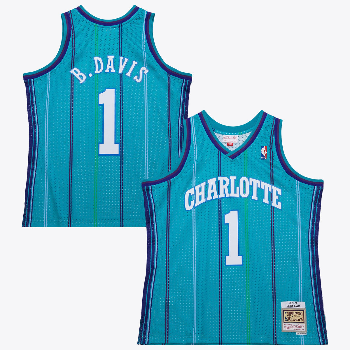 Charlotte Hornets Baron Davis 1999 Swingman Road Authentic Basketball Jersey- Teal basketball fan jersey