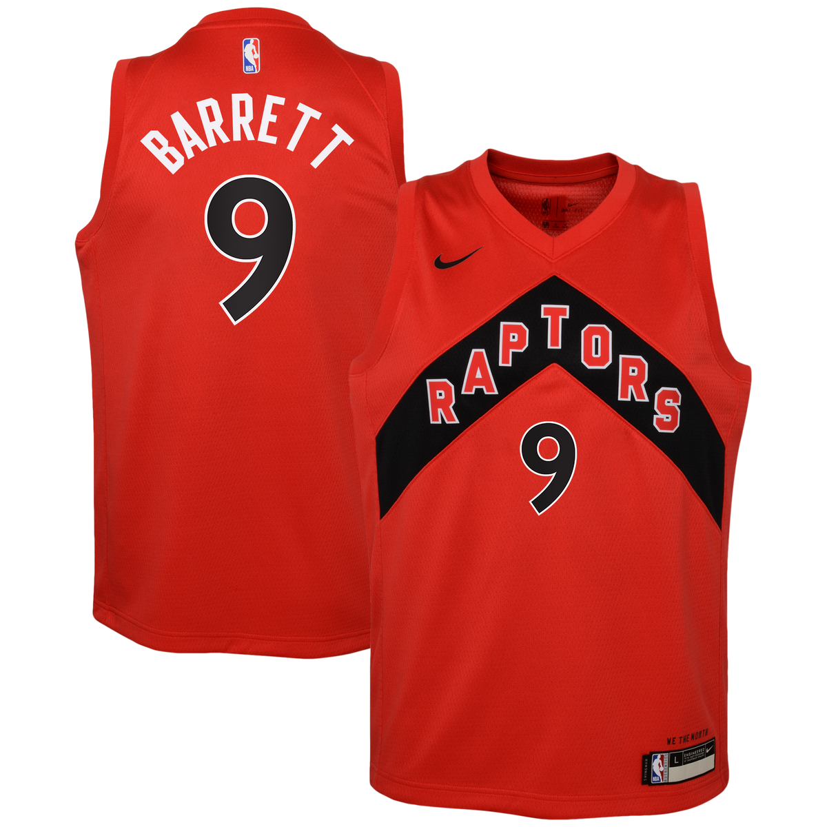 Toronto Raptors Icon Edition Swingman Basketball Jersey- Red- RJ Barrett- Youth basketball fan jersey