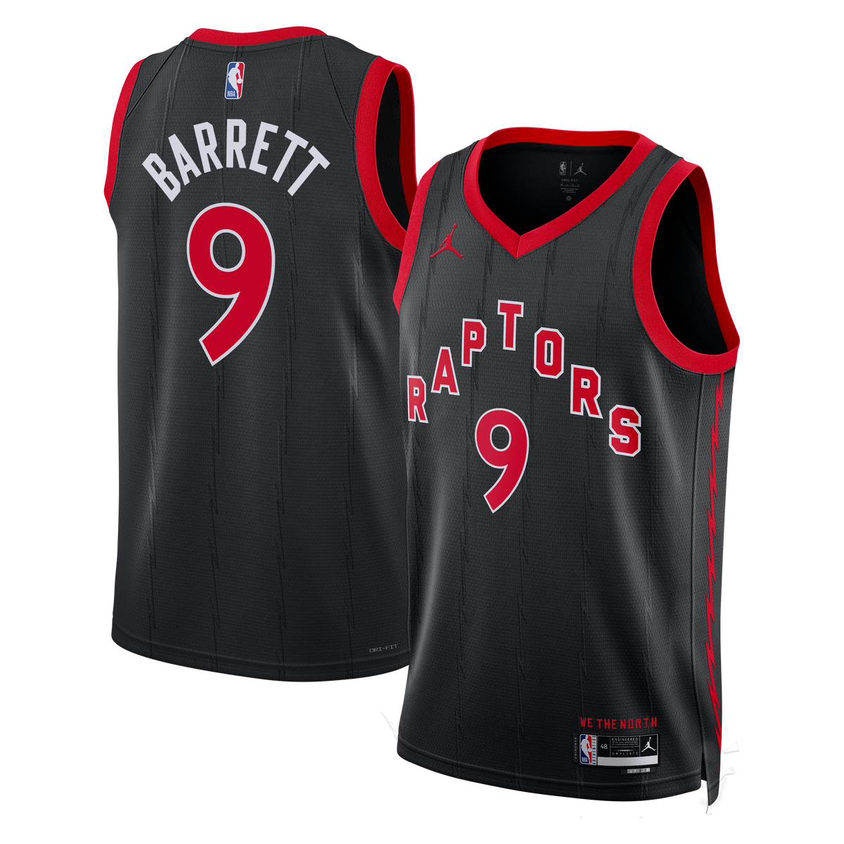 Toronto Raptors Brand Statement Edition Swingman Basketball Jersey- Black- RJ Barrett- Unisex basketball fan jersey