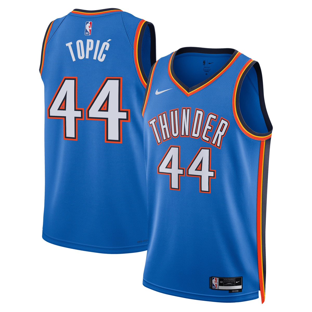 Oklahoma City Thunder Icon Swingman Basketball Jersey- Blue- Nikola Topić- Unisex basketball fan jersey