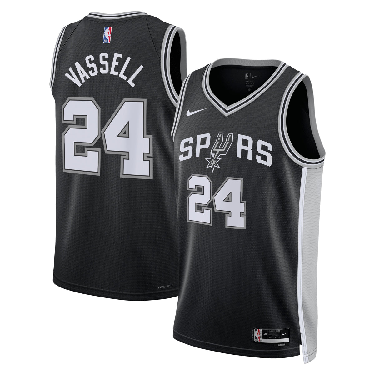 San Antonio Spurs Icon Edition Swingman Basketball Jersey- Black- Devin Vassell- Unisex basketball fan jersey