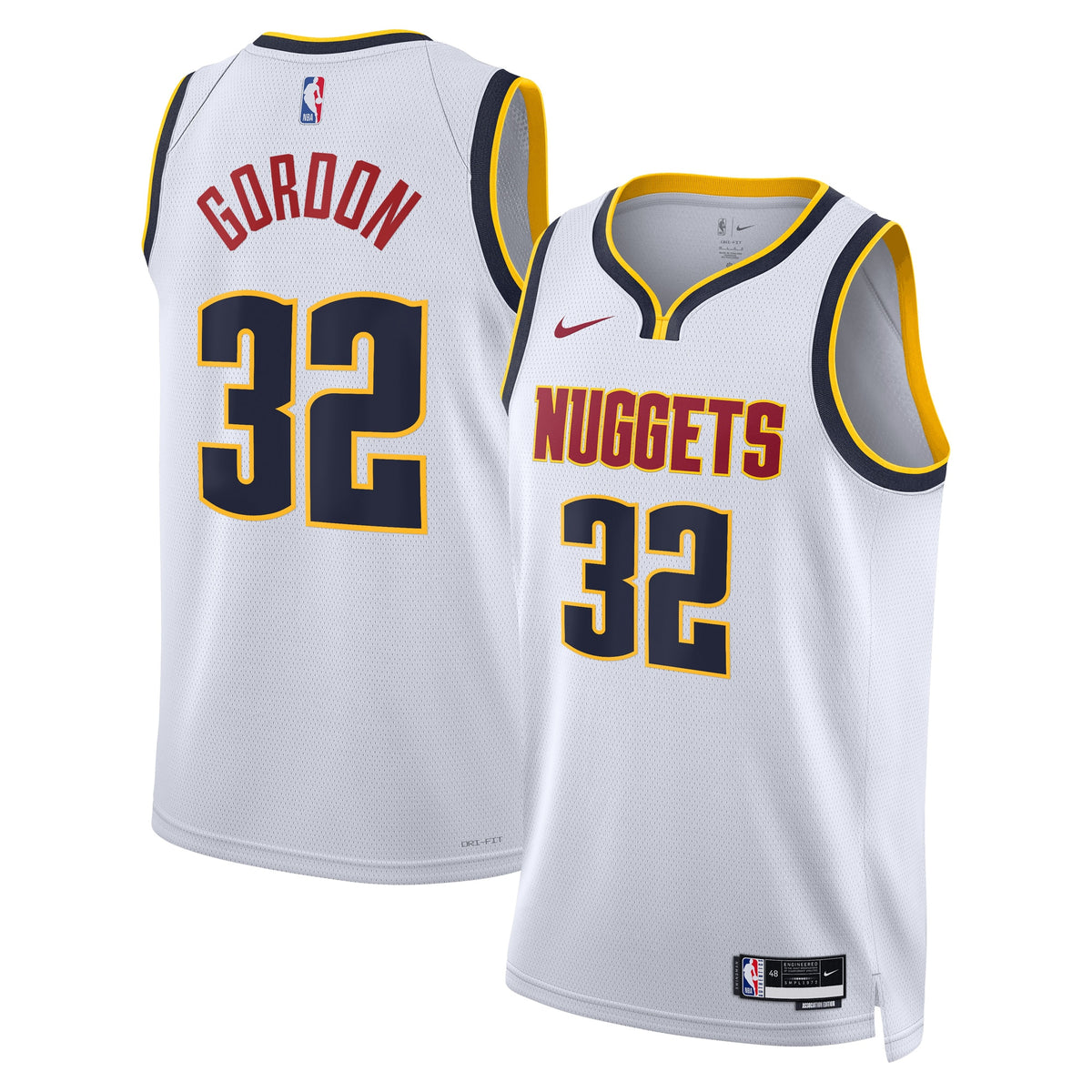 Denver Nuggets Association Edition Swingman Basketball Jersey- White- Aaron Gordon- Unisex basketball fan jersey