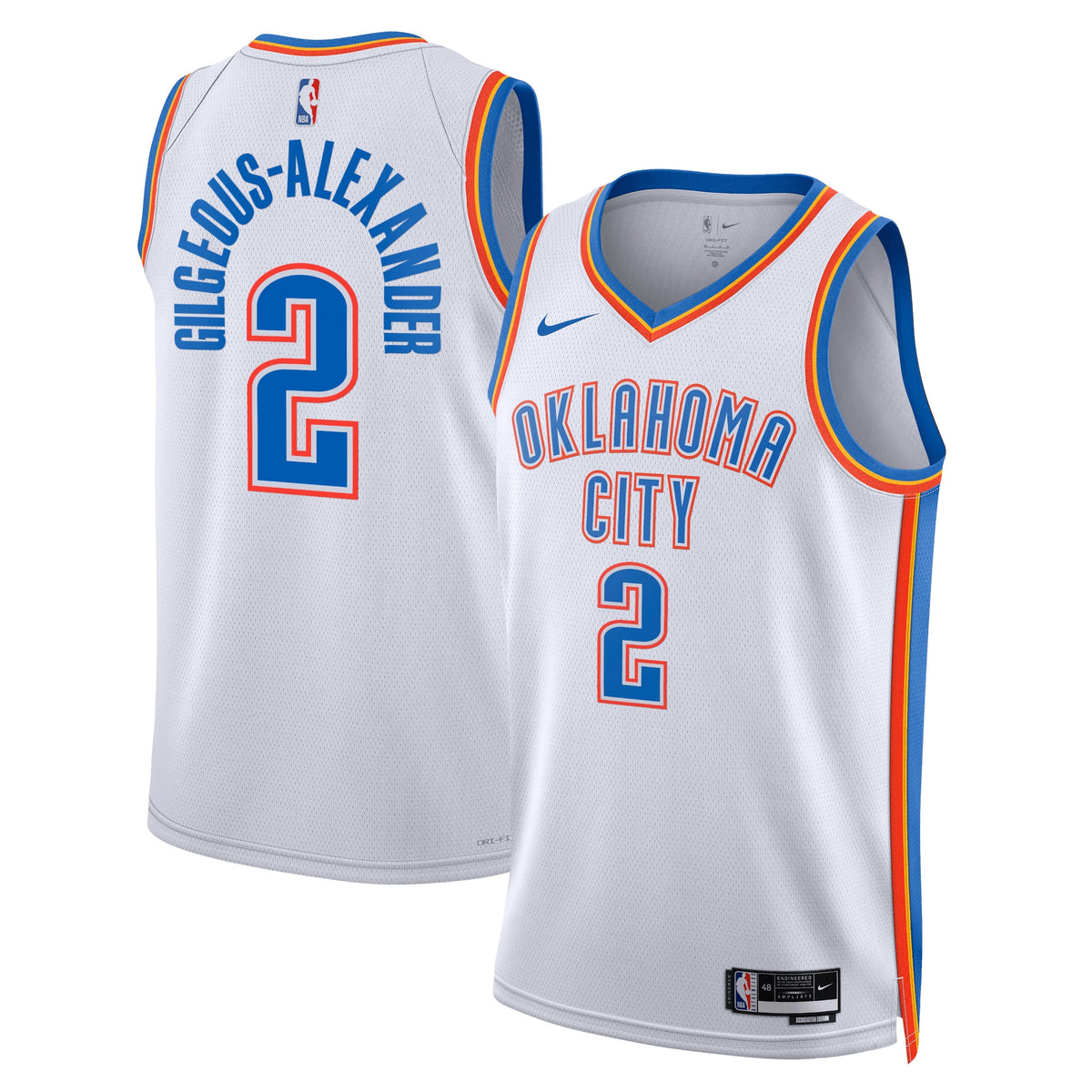 Oklahoma City Thunder Association Edition Swingman Basketball Jersey- White- Shai Gilgeous- Alexander- Unisex basketball fan