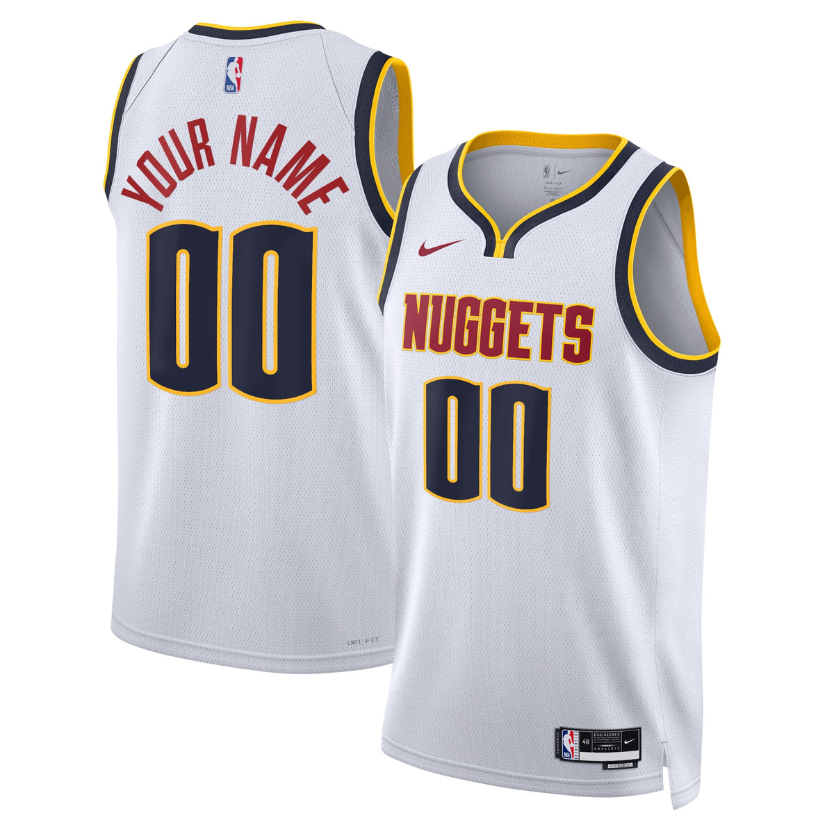 Denver Nuggets Association Swingman Basketball Jersey- Custom- Unisex basketball fan jersey