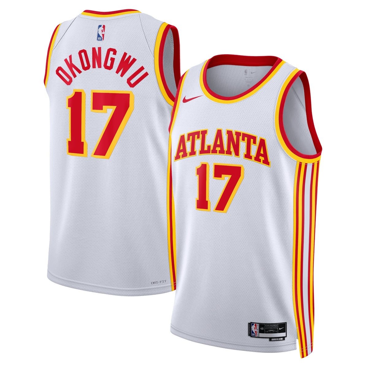 Atlanta Hawks Association Edition Swingman Basketball Jersey- White- Onyeka Okongwu- Unisex basketball fan jersey