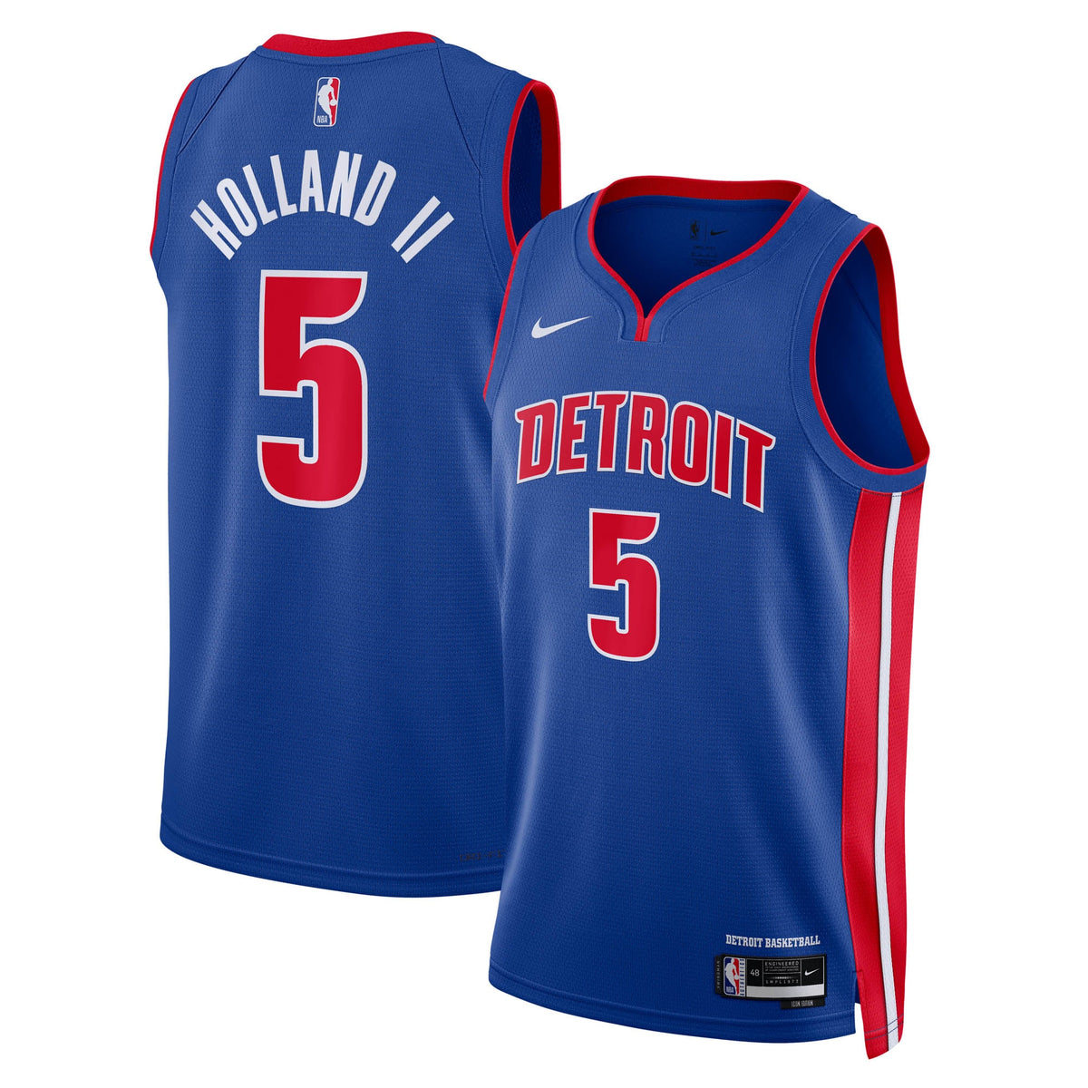Detroit Pistons Icon Swingman Basketball Jersey NBA 2024 Draft First Round Pick- Blue- Ron Holland II- Unisex basketball fan