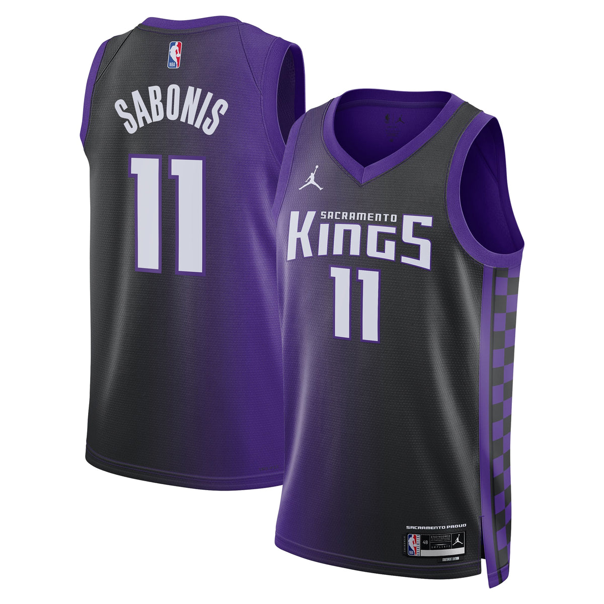 Sacramento Kings Brand Statement Edition Swingman Basketball Jersey- Purple- Domantas Sabonis- Unisex basketball fan jersey
