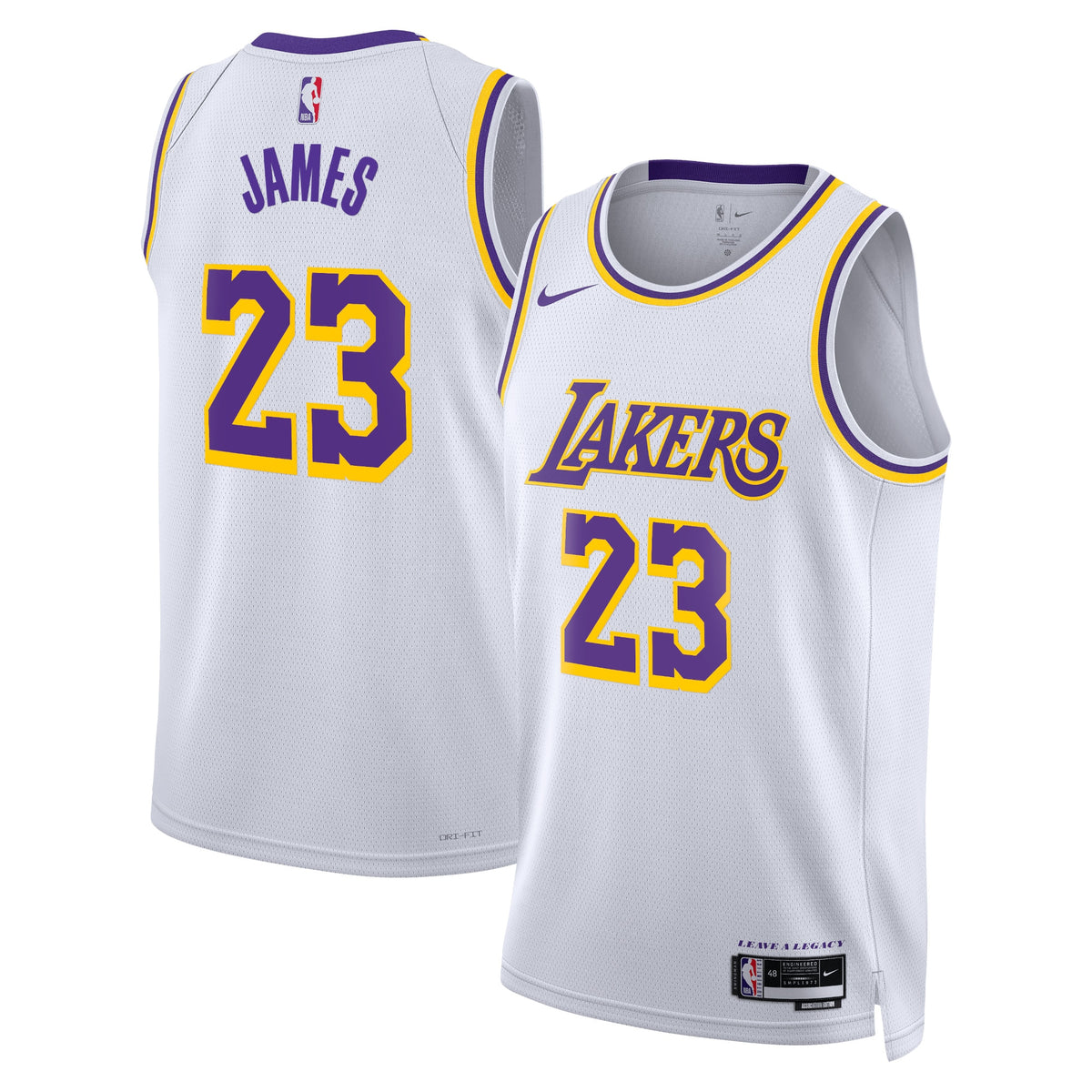 Los Angeles Lakers Association Edition Swingman Basketball Jersey- White- Lebron James- Unisex basketball fan jersey