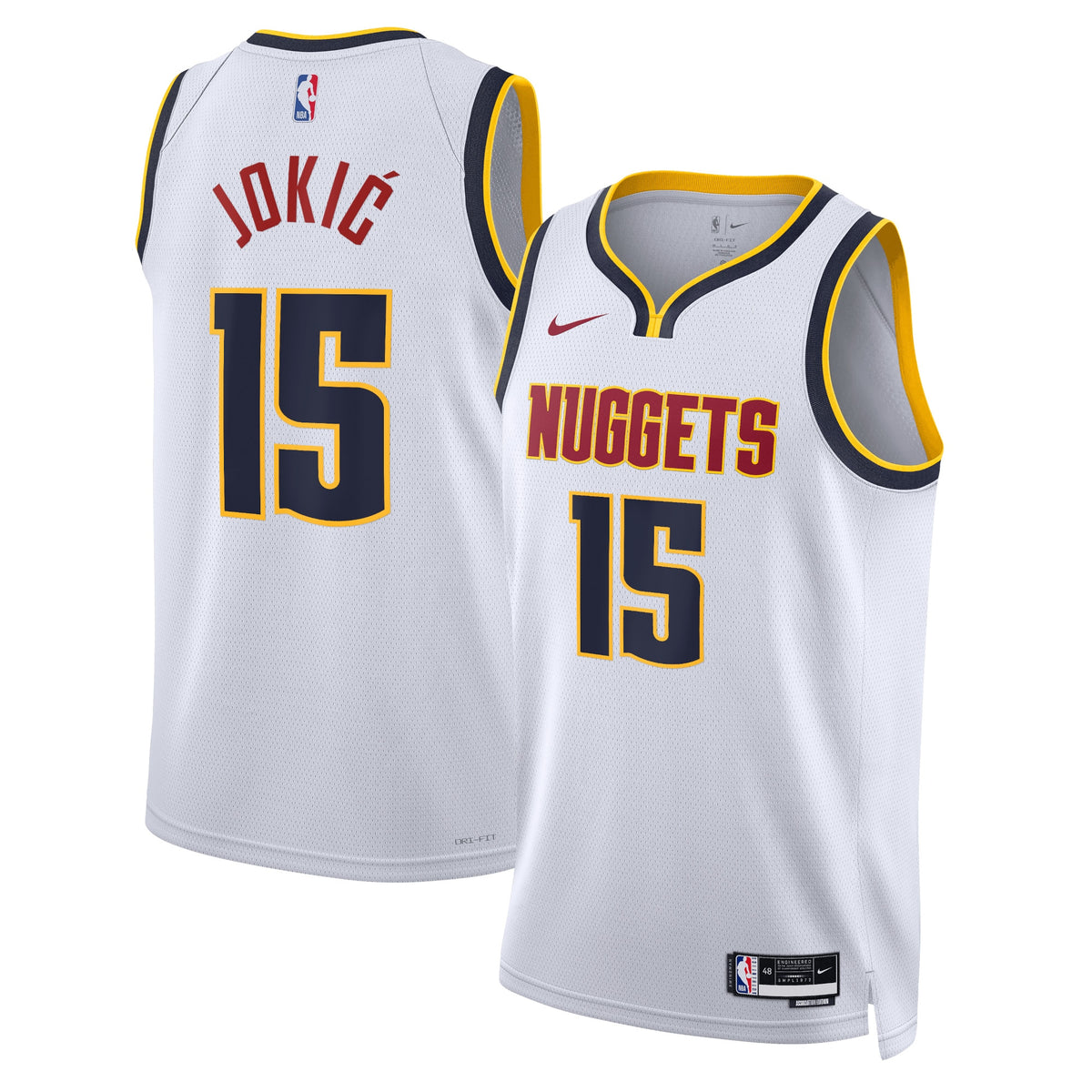 Denver Nuggets Association Edition Swingman Basketball Jersey- White- Nikola Jokić- Unisex basketball fan jersey