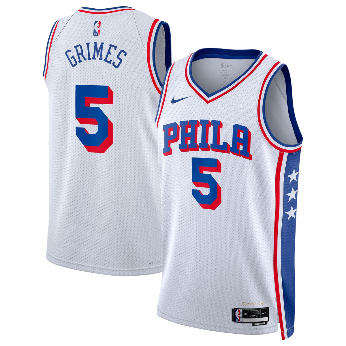 Philadelphia 76ers Association Edition Swingman Basketball Jersey- White- Quentin Grimes- Unisex basketball fan jersey