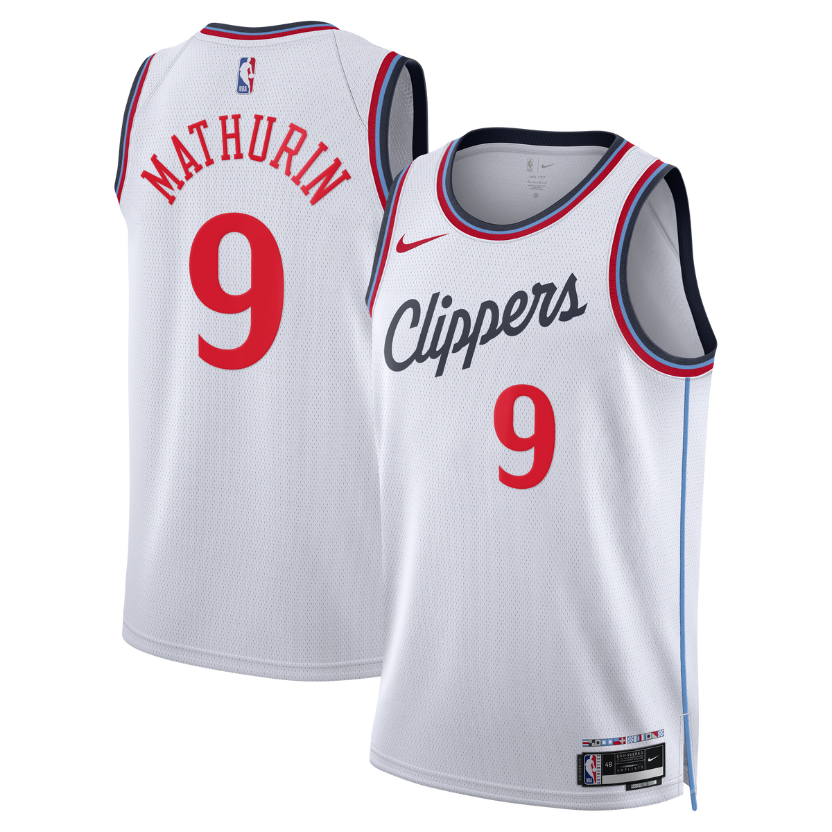 Los Angeles Clippers Replica Association Edition Swingman Basketball Jersey- White- Bennedict Mathurin- Unisex basketball fan