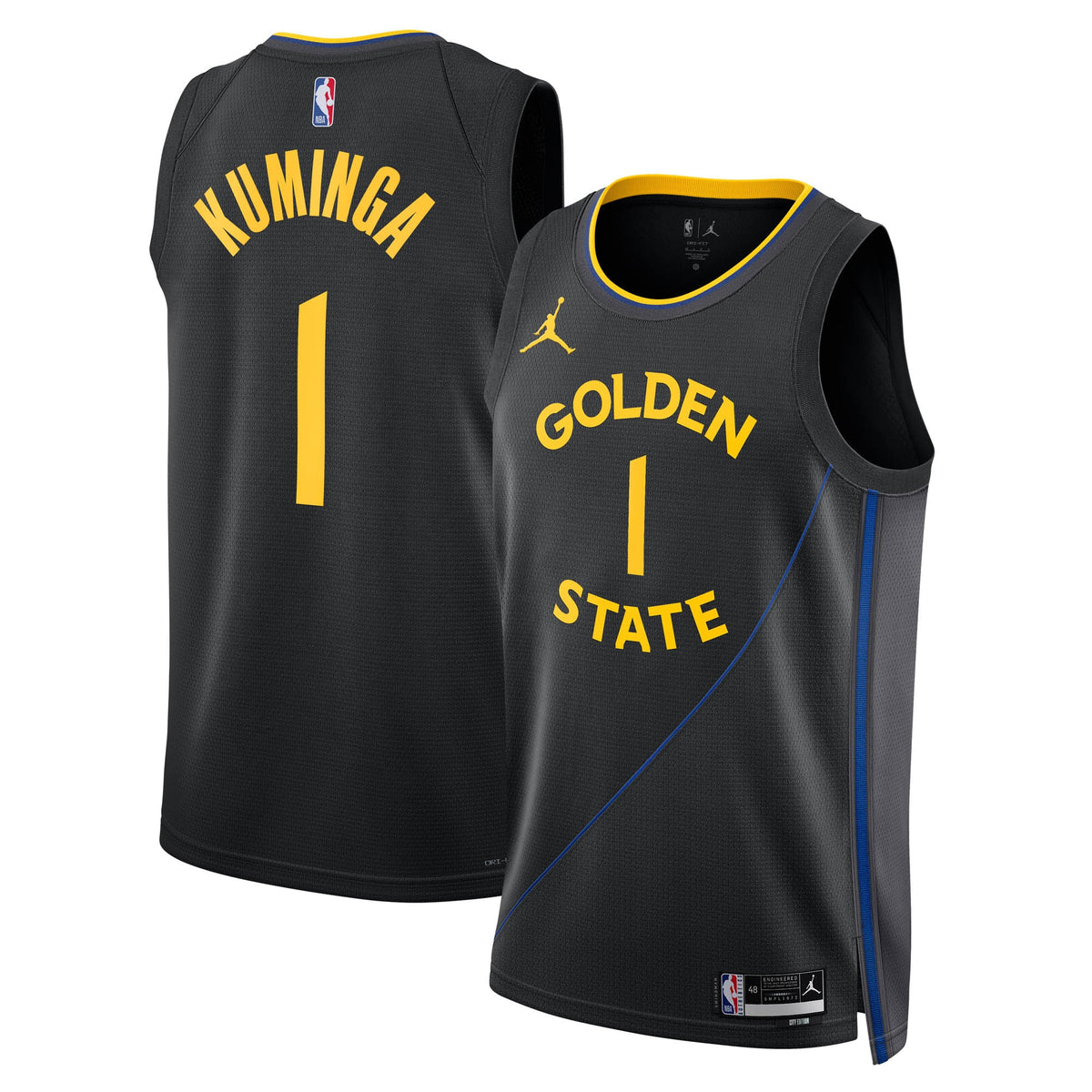 Golden State Warriors Brand 2024/25 Statement Edition Swingman Basketball Jersey- Black- Jonathan Kuminga- Unisex basketball