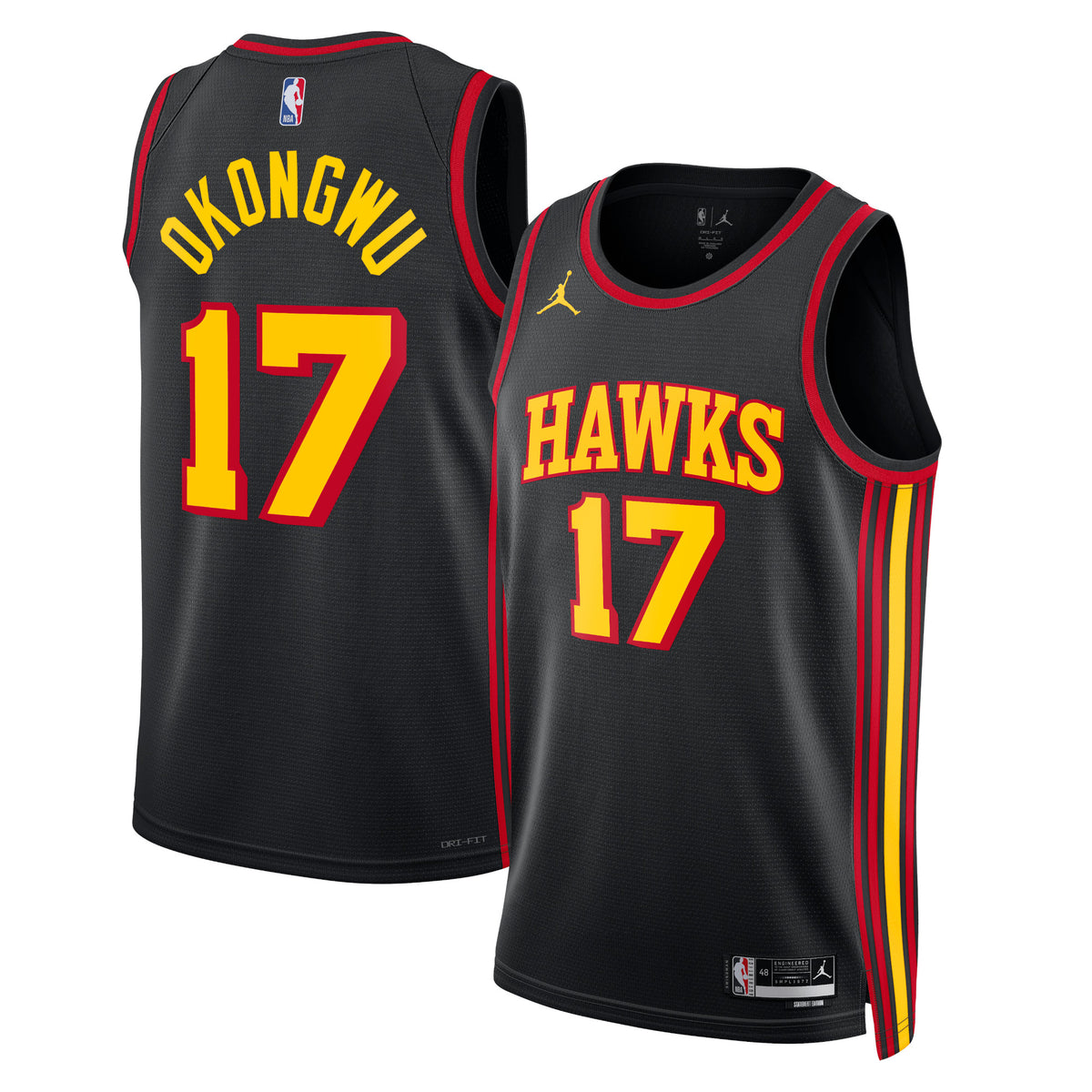 Atlanta Hawks Statement Edition Swingman Basketball Jersey- Black- Onyeka Okongwu- Unisex basketball fan jersey