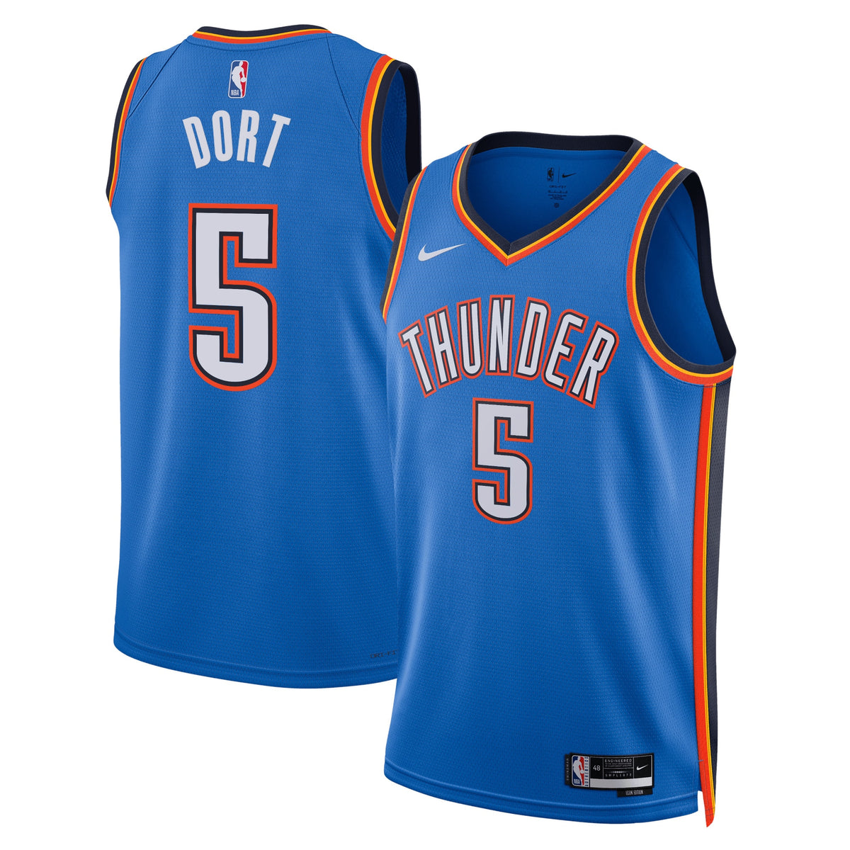 Oklahoma City Thunder Icon Edition Swingman Basketball Jersey- Blue- Luguentz Dort- Unisex basketball fan jersey