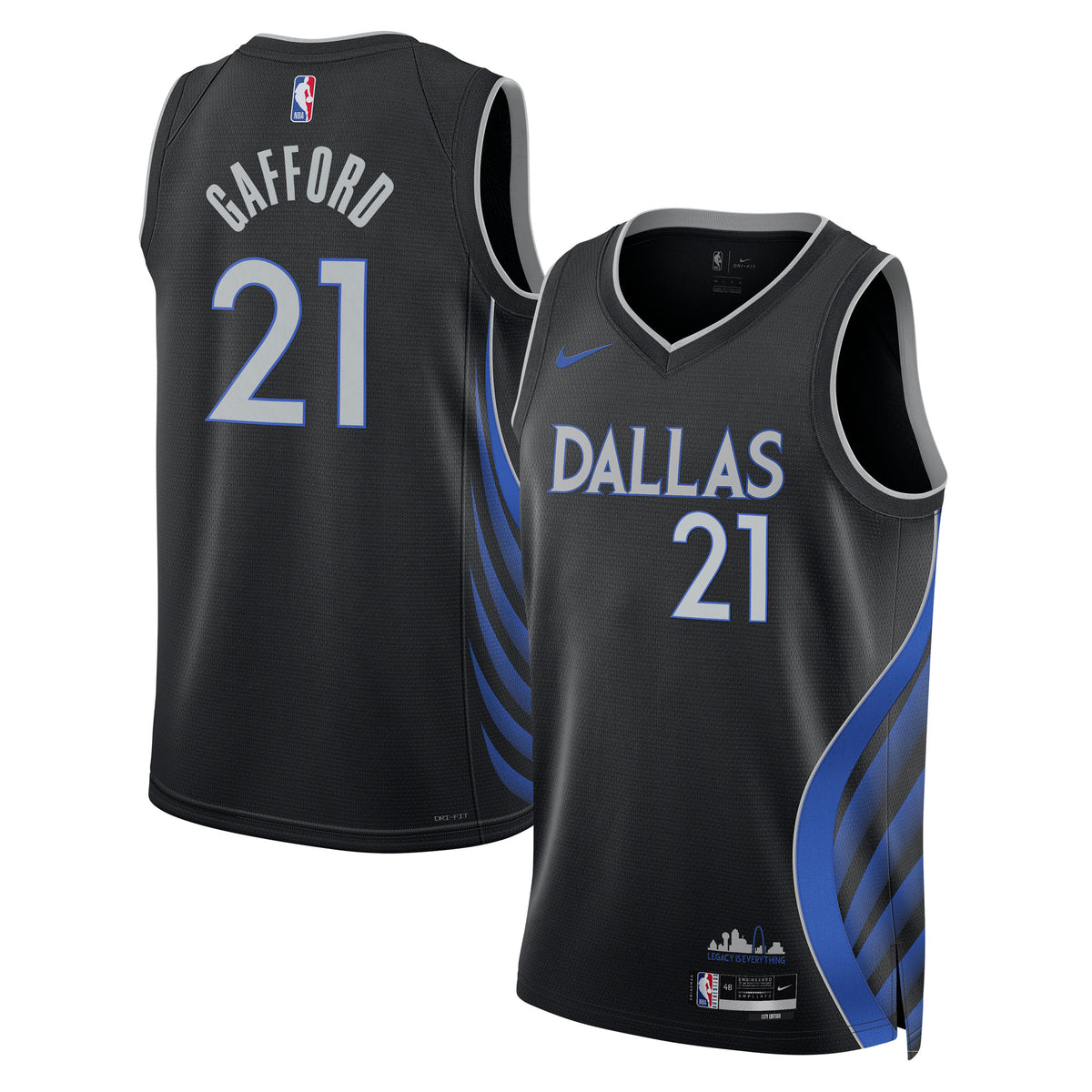 Dallas Mavericks 2025/26 City Edition Swingman Basketball Jersey- Black- Daniel Gafford- Unisex basketball fan jersey