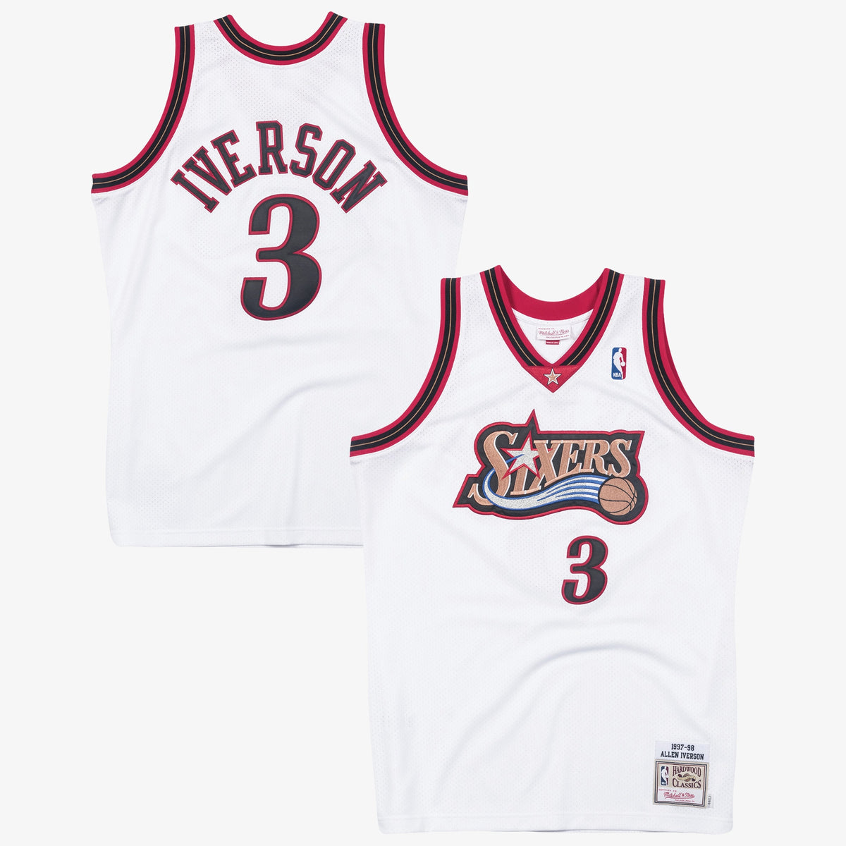 Philadelphia 76ers Allen Iverson 1997 Authentic Basketball Jersey- White basketball fan jersey