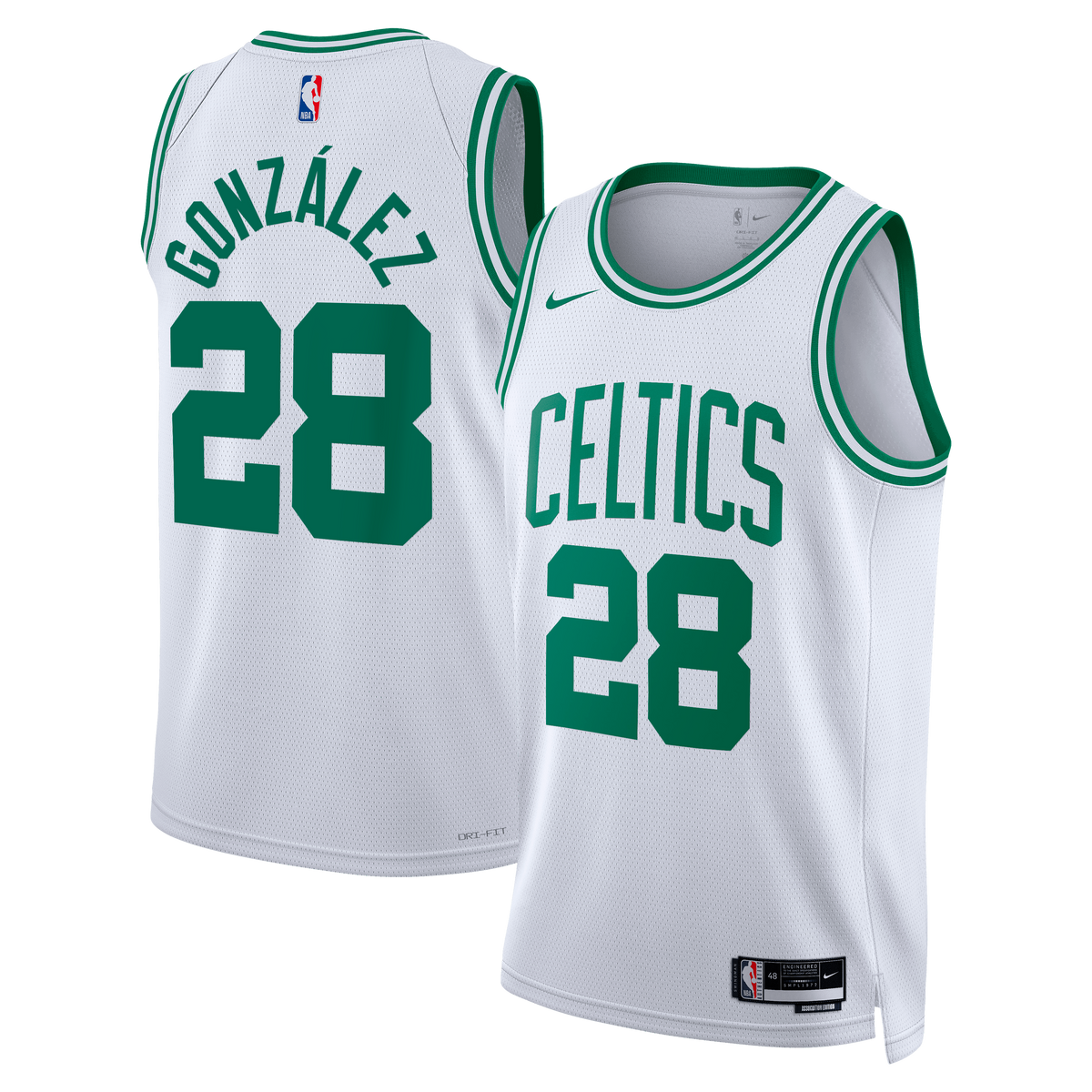 Boston Celtics Association Edition Swingman Basketball Jersey- White- Hugo González- Unisex basketball fan jersey