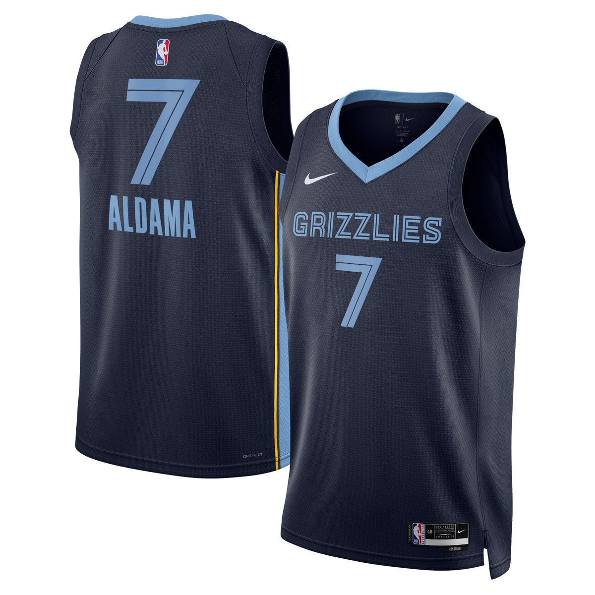 Memphis Grizzlies Icon Edition Swingman Basketball Jersey- Navy- Santi Aldama- Unisex basketball fan jersey