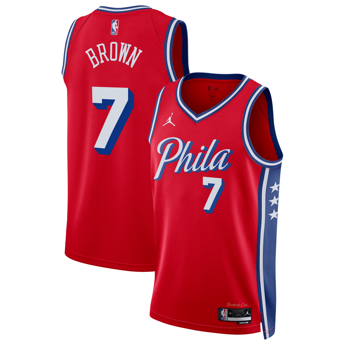hiladelphia 76ers Brand Statement Edition Swingman Basketball Jersey- Red- Jaylen Brown- Unisex basketball fan jersey