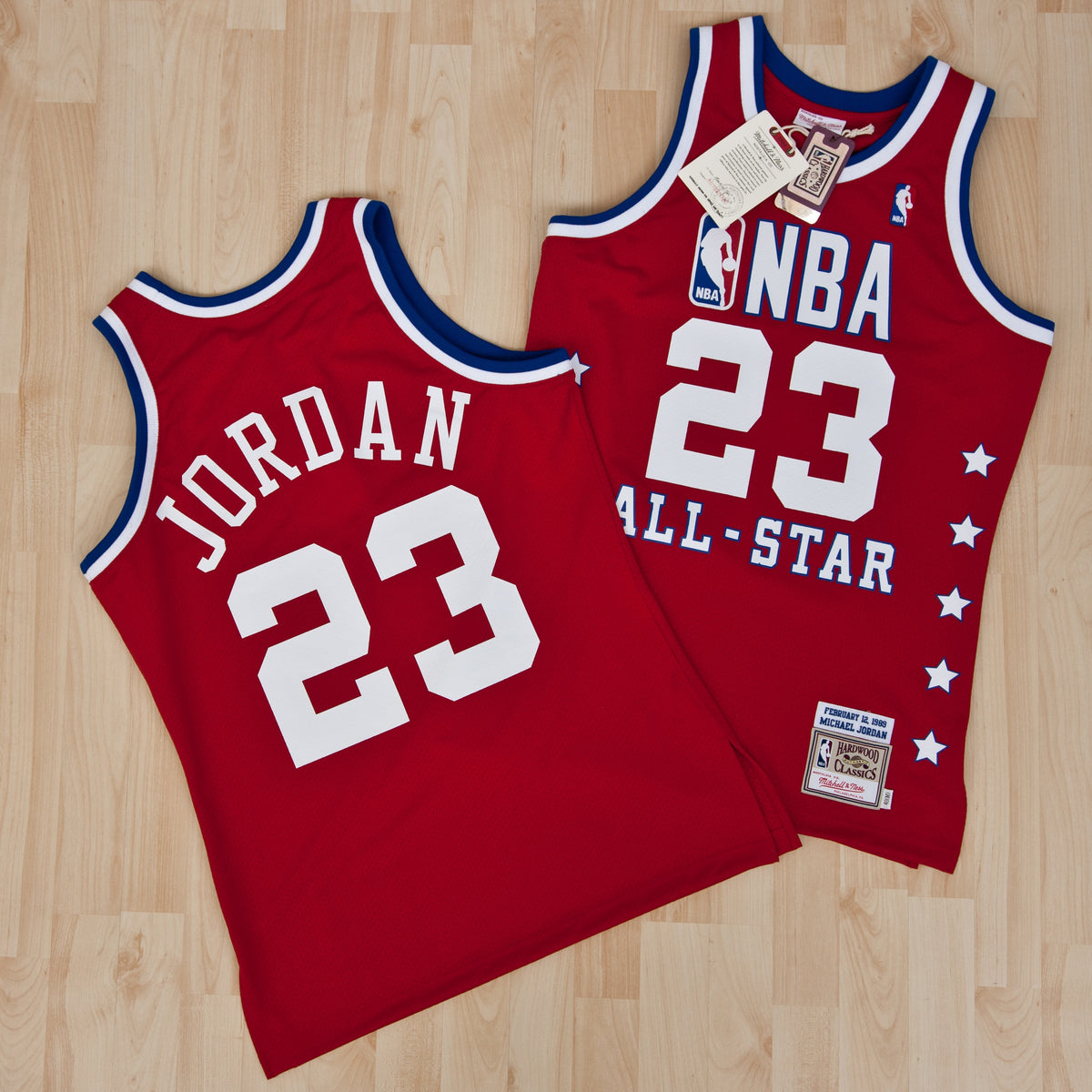 NBA All- Star East Michael 1989 Authentic Basketball Jersey By- Red basketball fan jersey