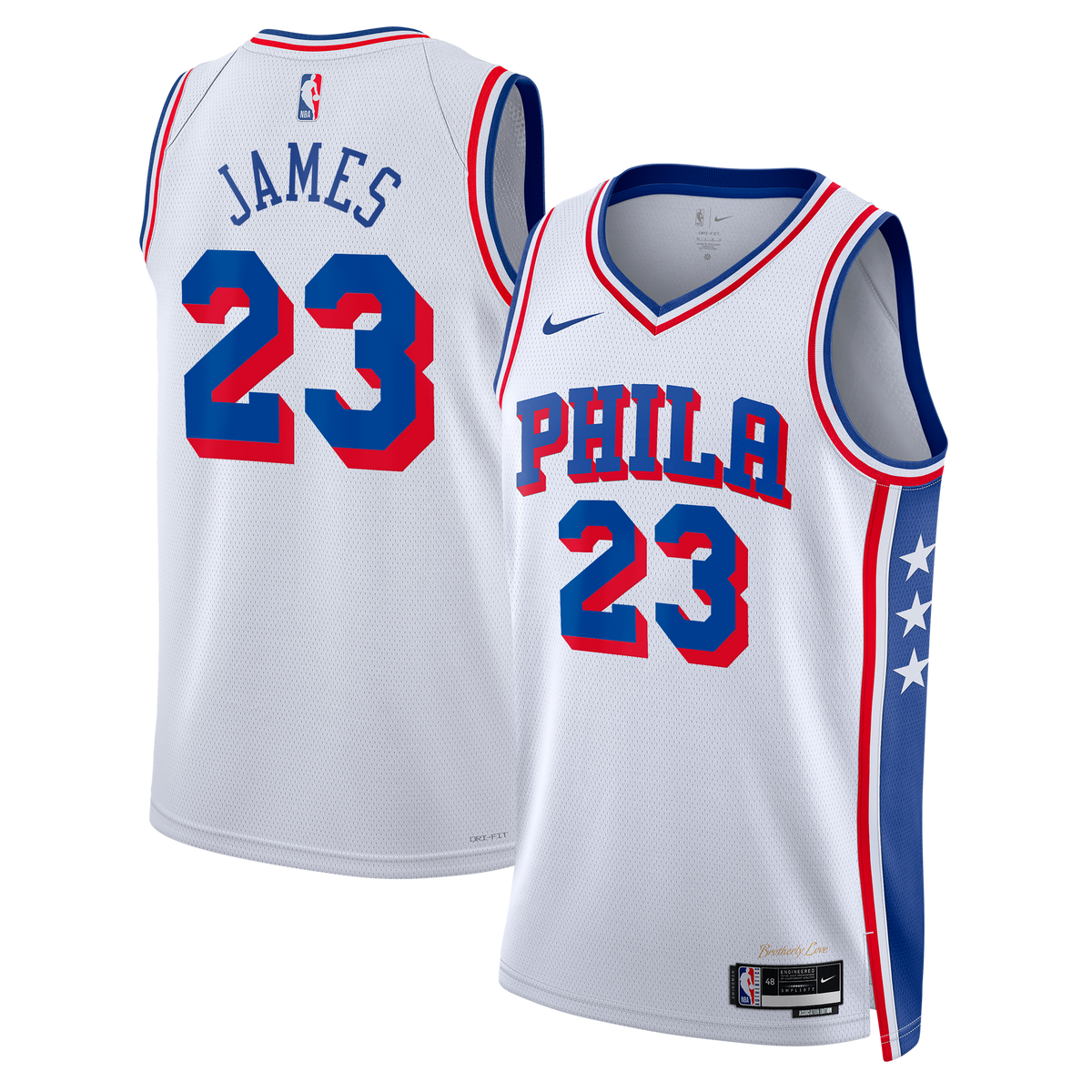 Philadelphia 76ers Association Edition Swingman Basketball Jersey- White- Lebron James- Unisex basketball fan jersey