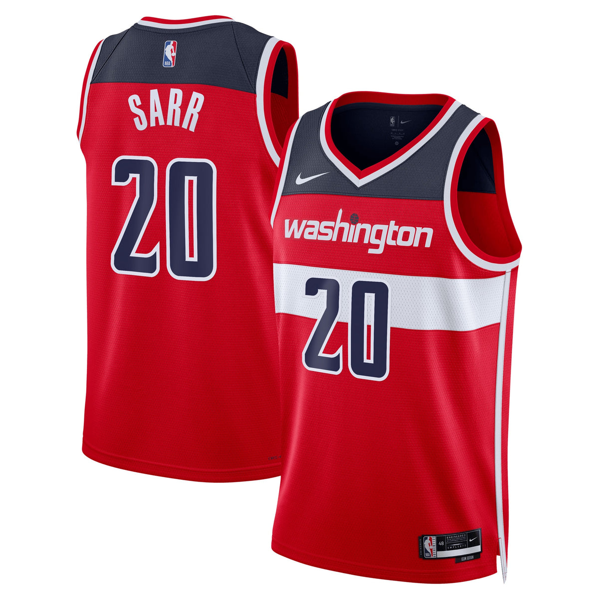 Washington Wizards Icon Swingman Basketball Jersey- Red- Alexandre Sarr- Unisex basketball fan jersey