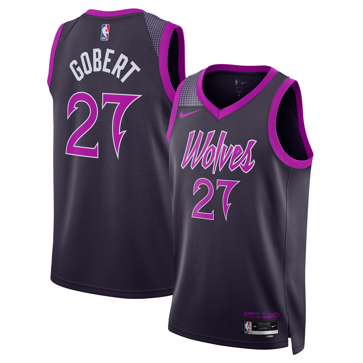 Minnesota Timberwolves 2025/26 City Edition Swingman Basketball Jersey- Black- Rudy Gobert- Unisex basketball fan jersey