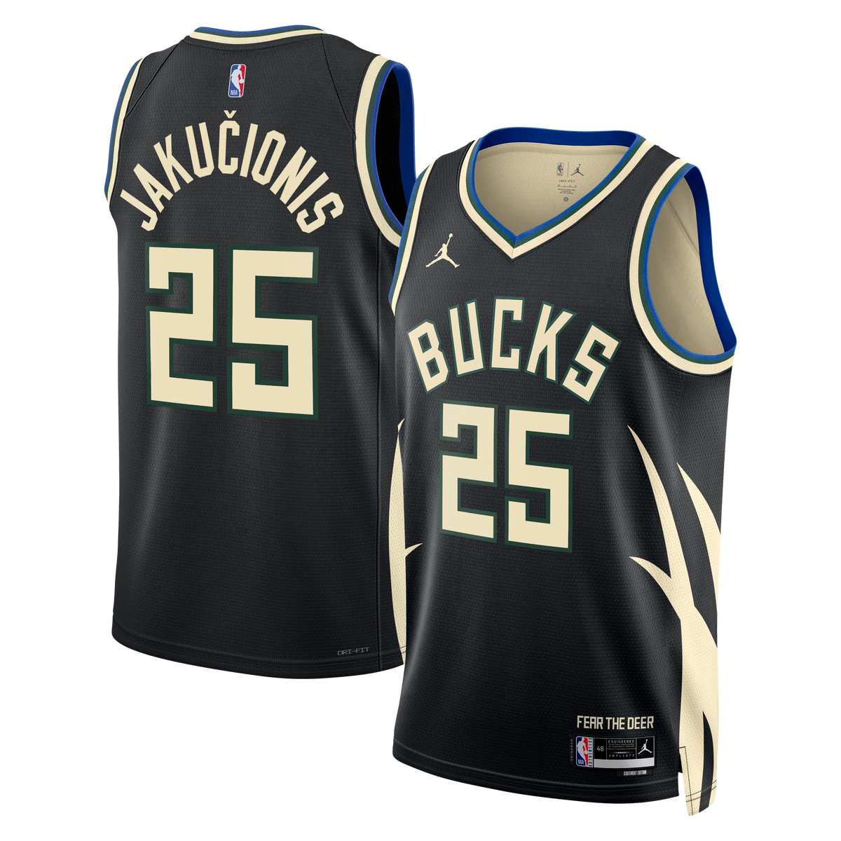 Milwaukee Bucks Brand Statement Edition Swingman Basketball Jersey- Hunter Green- Kasparas Jakučionis- Unisex basketball fan