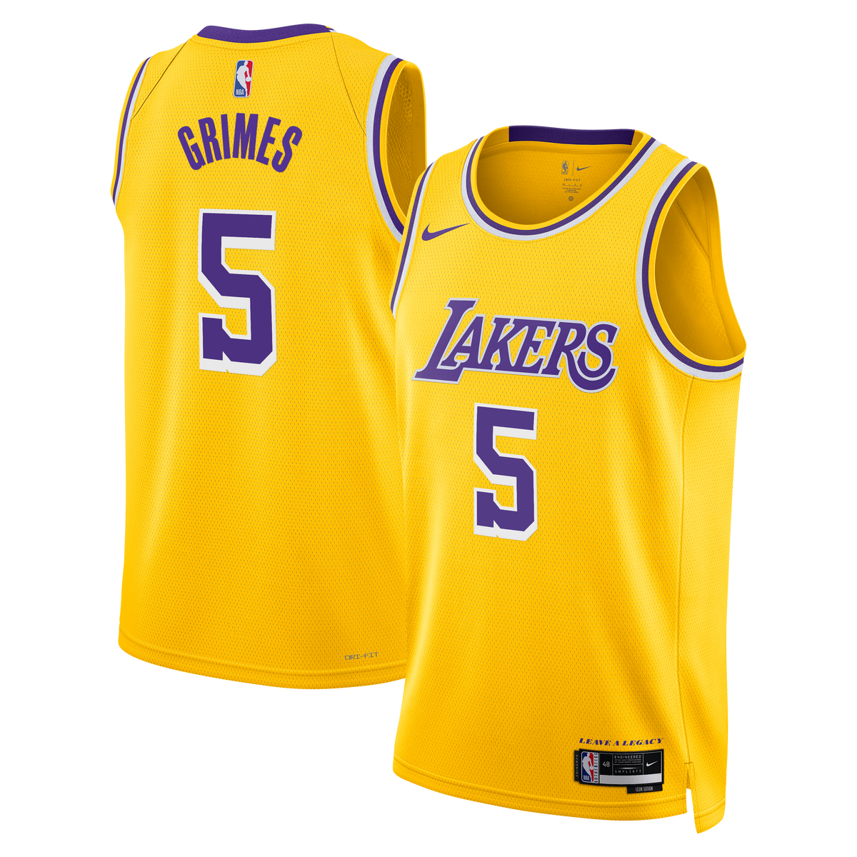 Los Angeles Lakers Icon Edition Swingman Basketball Jersey- Gold- Quentin Grimes- Unisex basketball fan jersey