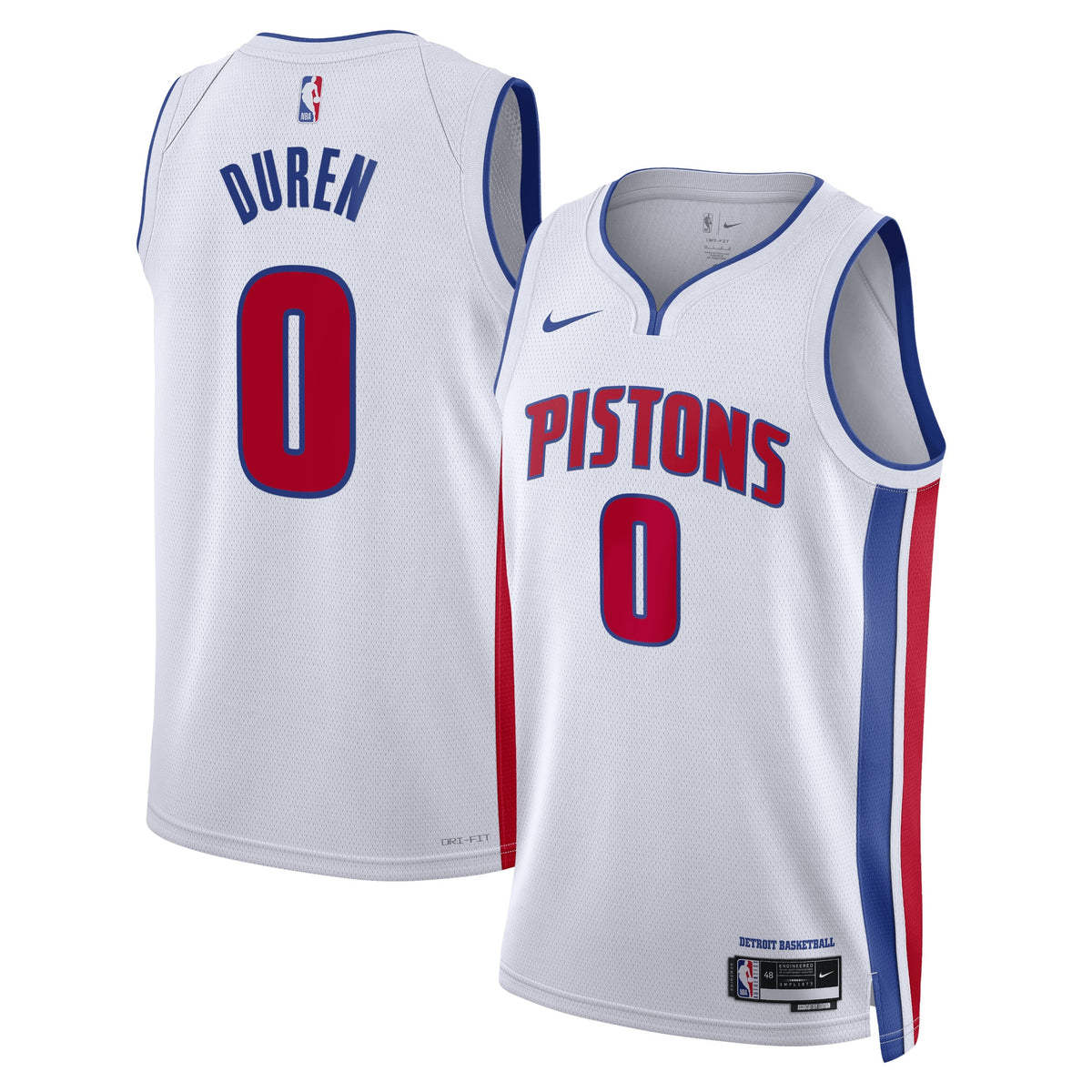 Detroit Pistons Association Edition Swingman Basketball Jersey- White- Jalen Duren- Unisex basketball fan jersey
