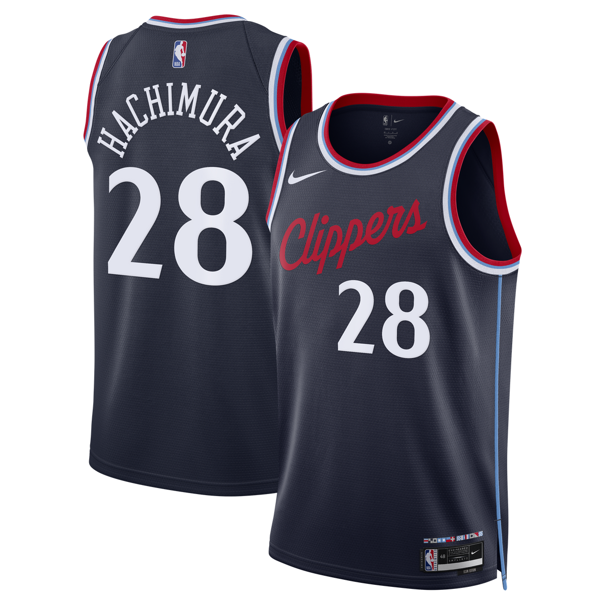 Los Angeles Clippers Replica Icon Edition Swingman Basketball Jersey- Navy- Rui Hachimura- Unisex basketball fan jersey