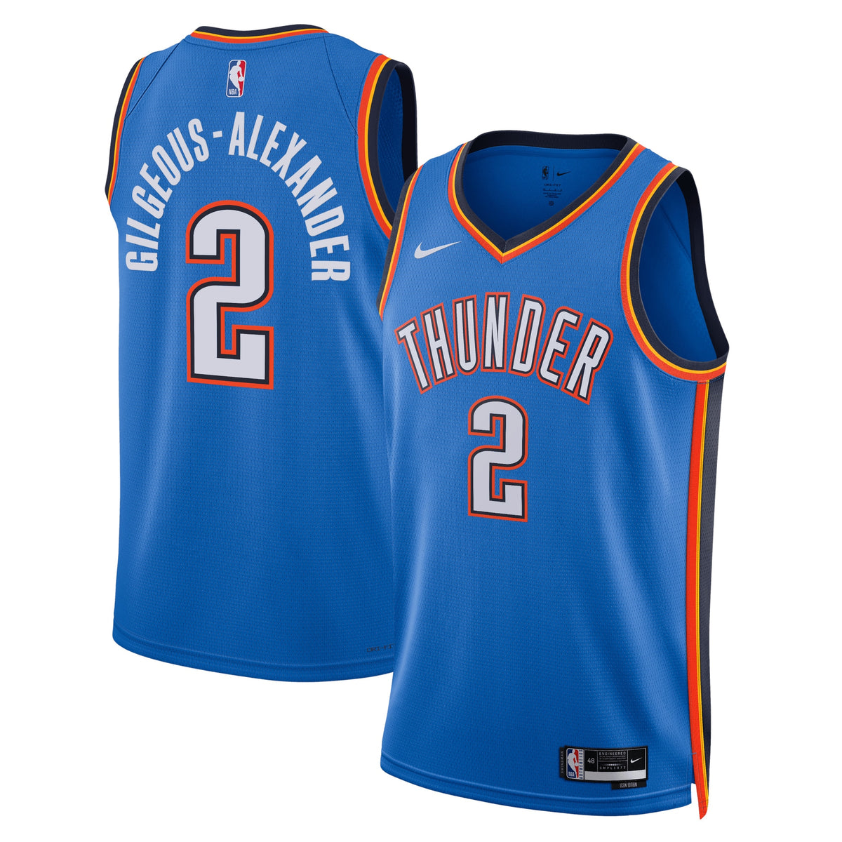 Oklahoma City Thunder Icon Edition Swingman Basketball Jersey- Blue- Shai Gilgeous- Alexander- Unisex basketball fan jersey