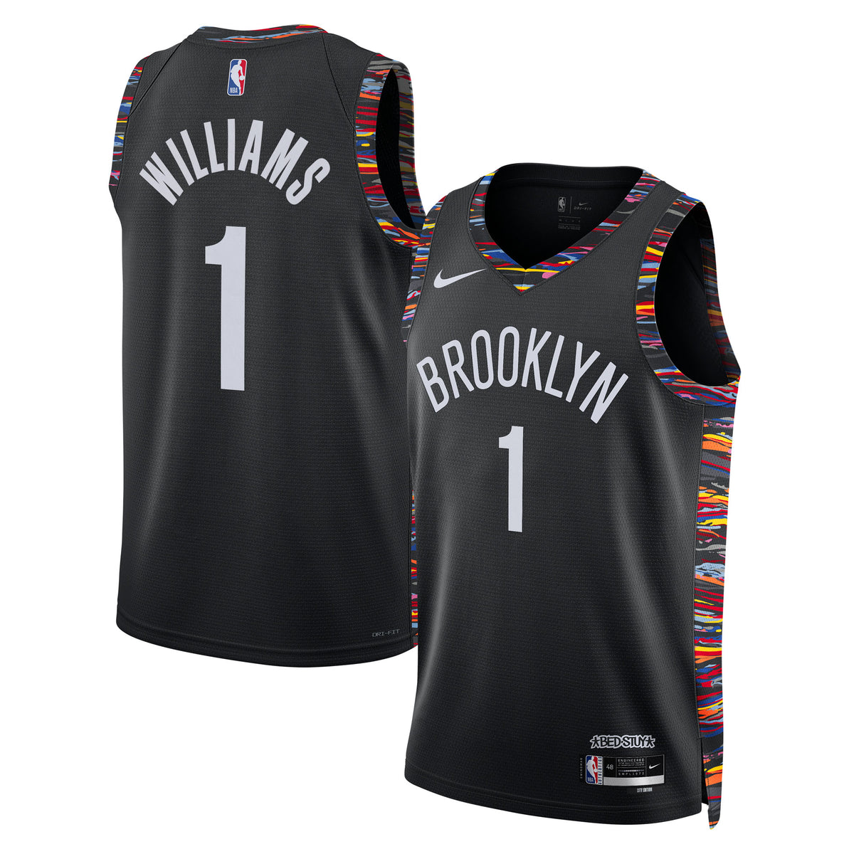 Brooklyn Nets 2025/26 City Edition Swingman Basketball Jersey- Black- Ziaire Williams- Unisex basketball fan jersey