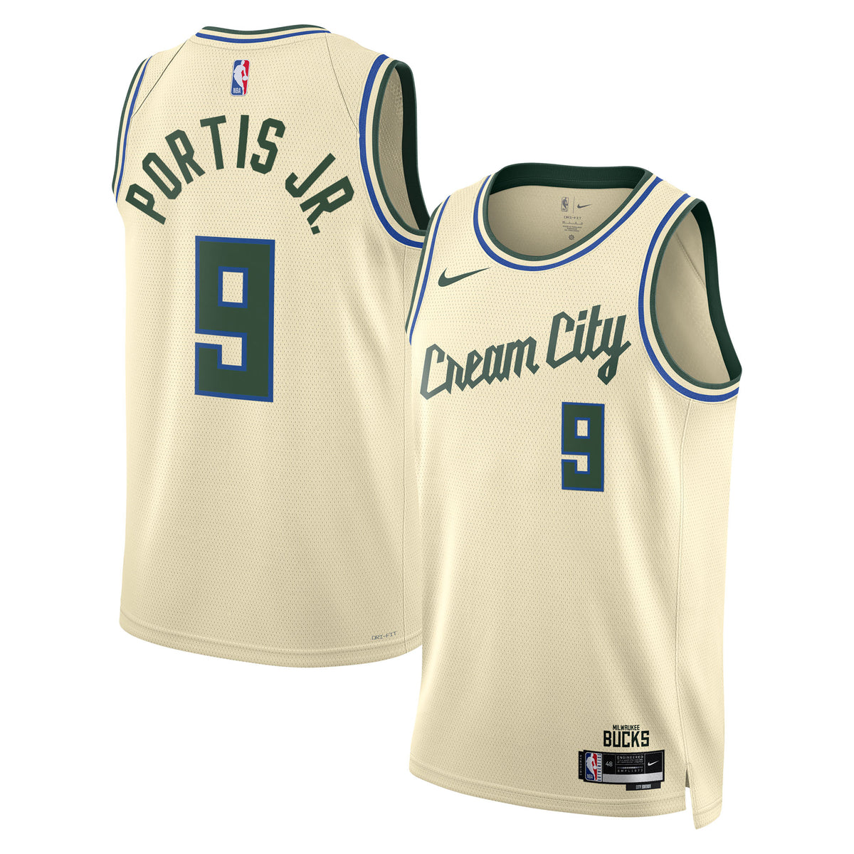 Milwaukee Bucks 2025/26 City Edition Swingman Basketball Jersey- Cream- Bobby Portis- Unisex basketball fan jersey
