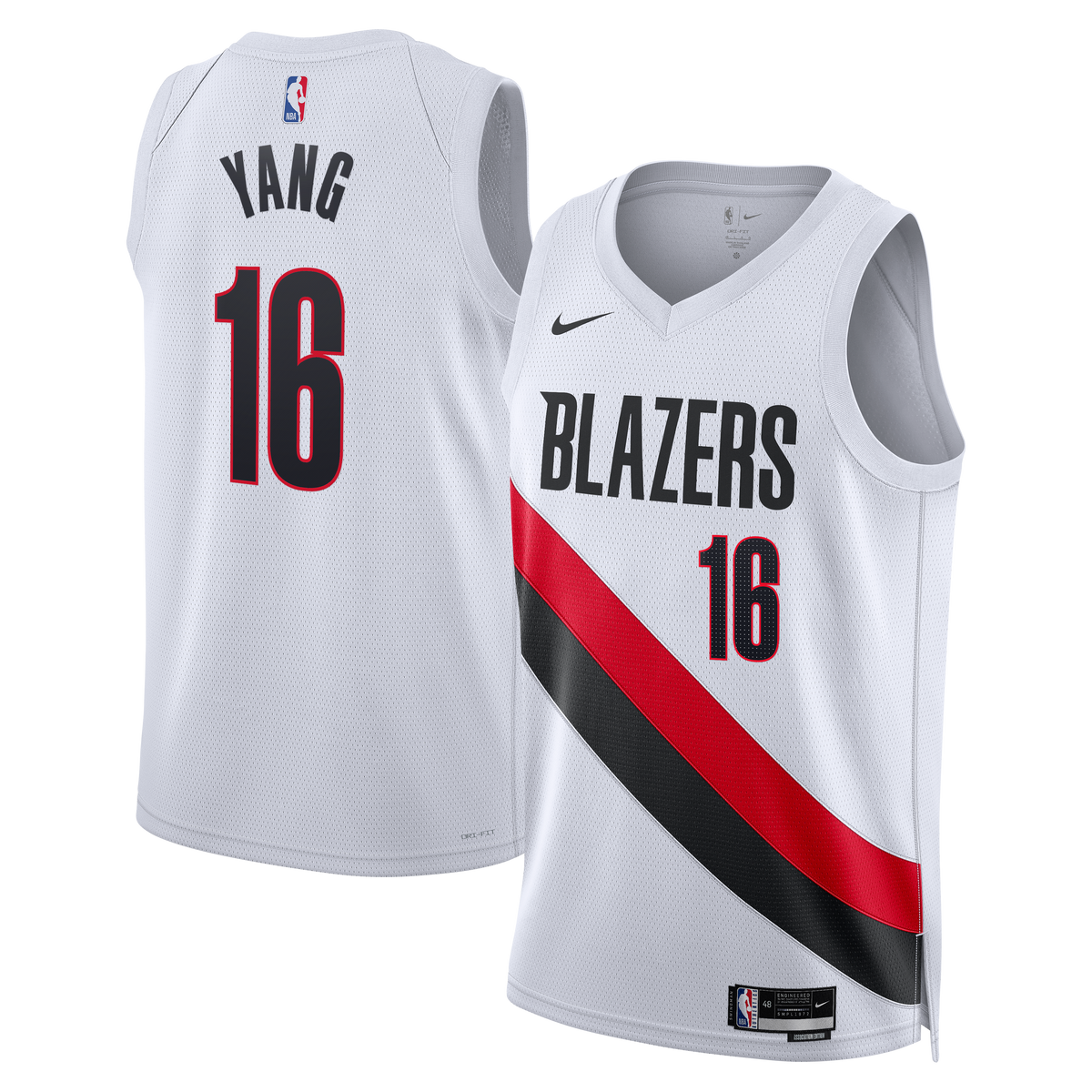 Portland Trail Blazers Replica Association Edition Swingman Basketball Jersey- White- Yang Hansen- Unisex basketball fan jers