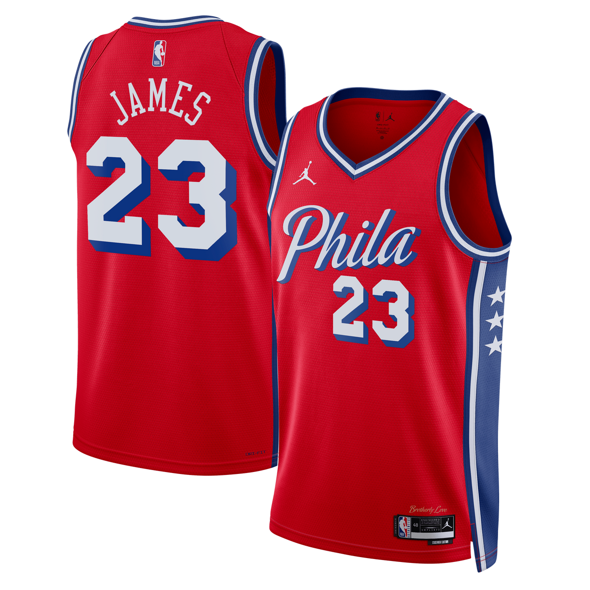 Philadelphia 76ers Brand Statement Edition Swingman Basketball Jersey- Red- Lebron James- Unisex basketball fan jersey