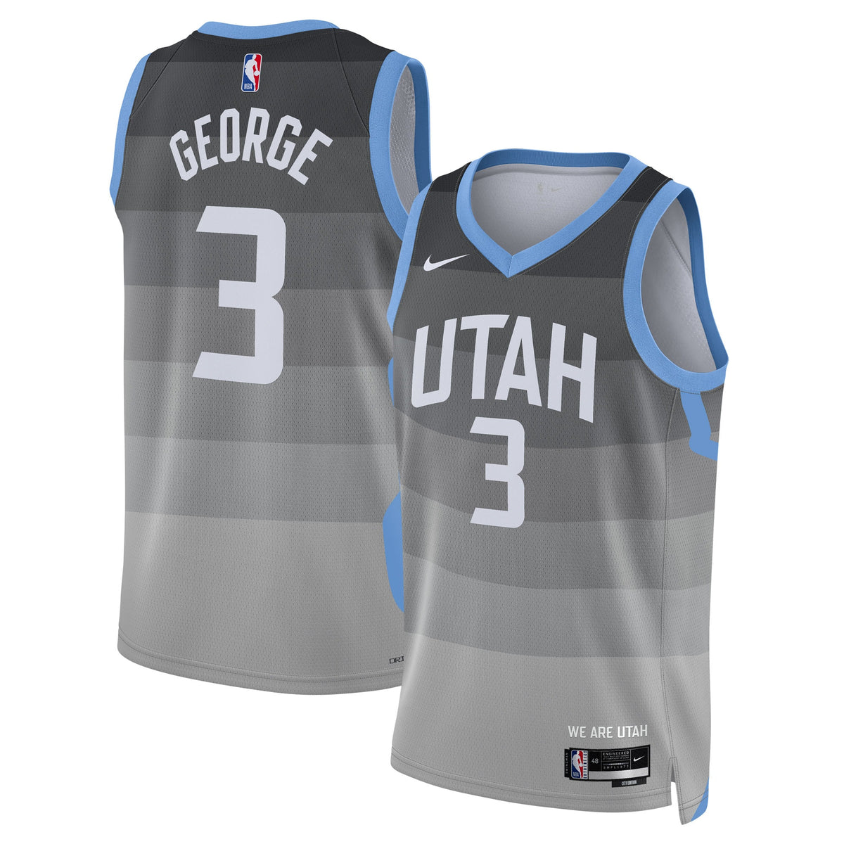 Utah Jazz 2025/26 City Edition Swingman Basketball Jersey- Gray- Keyonte George- Unisex basketball fan jersey