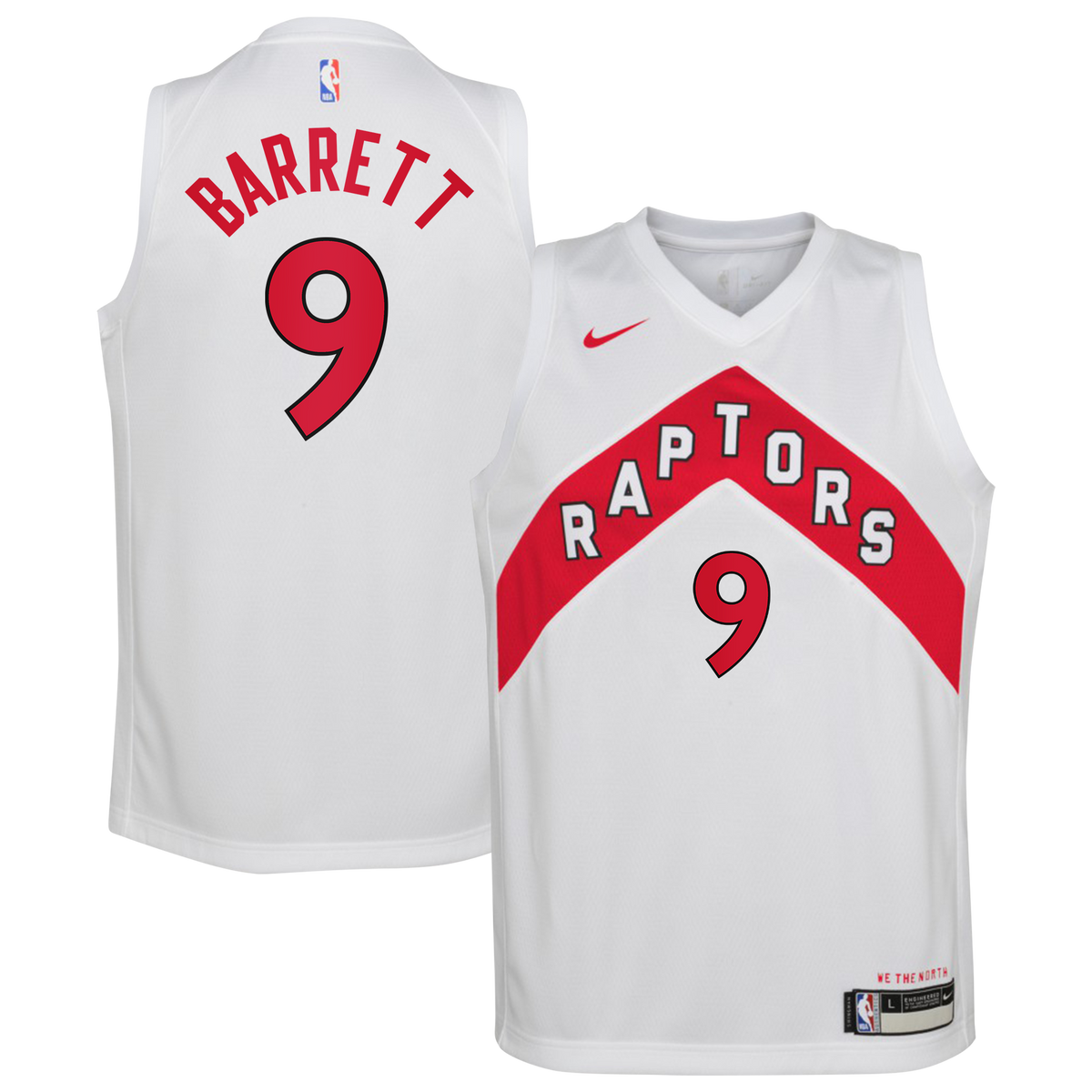 Toronto Raptors Association Edition Swingman Basketball Jersey- White- RJ Barrett- Youth basketball fan jersey