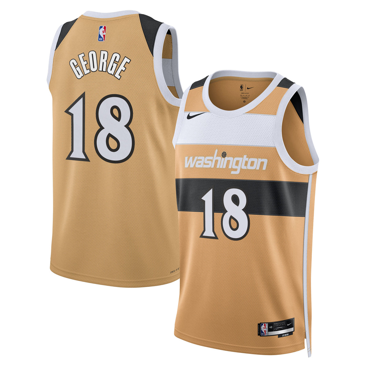 Washington Wizards 2025/26 City Edition Swingman Basketball Jersey- Tan- Kyshawn George- Unisex basketball fan jersey