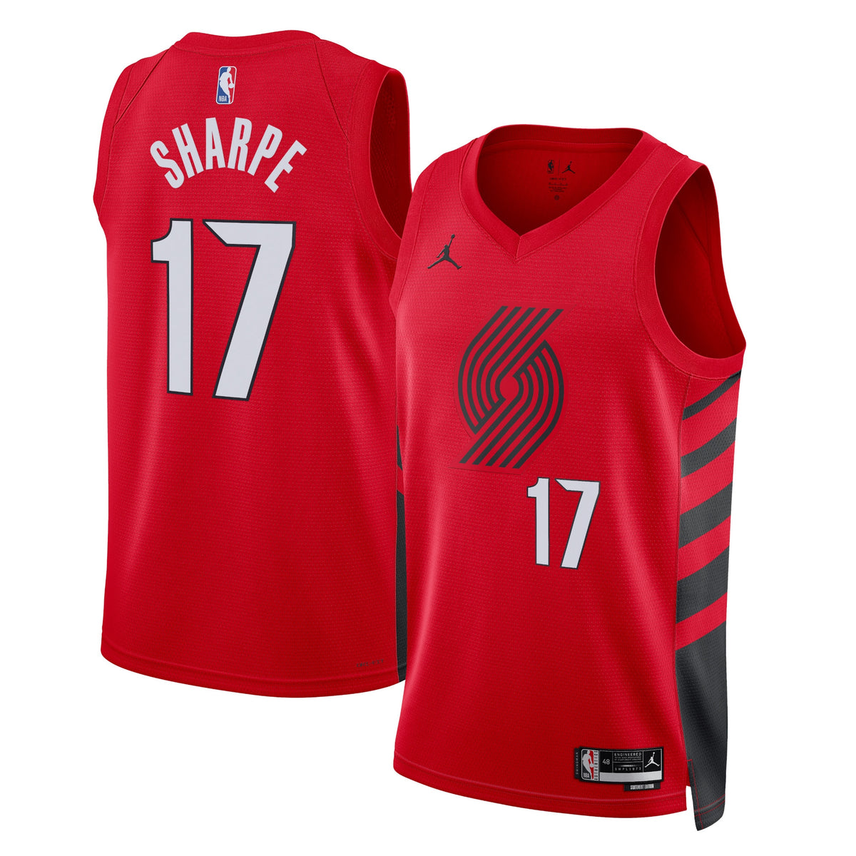 Portland Trail Blazers Statement Edition Swingman Basketball Jersey- Red- Shaedon Sharpe- Unisex basketball fan jersey